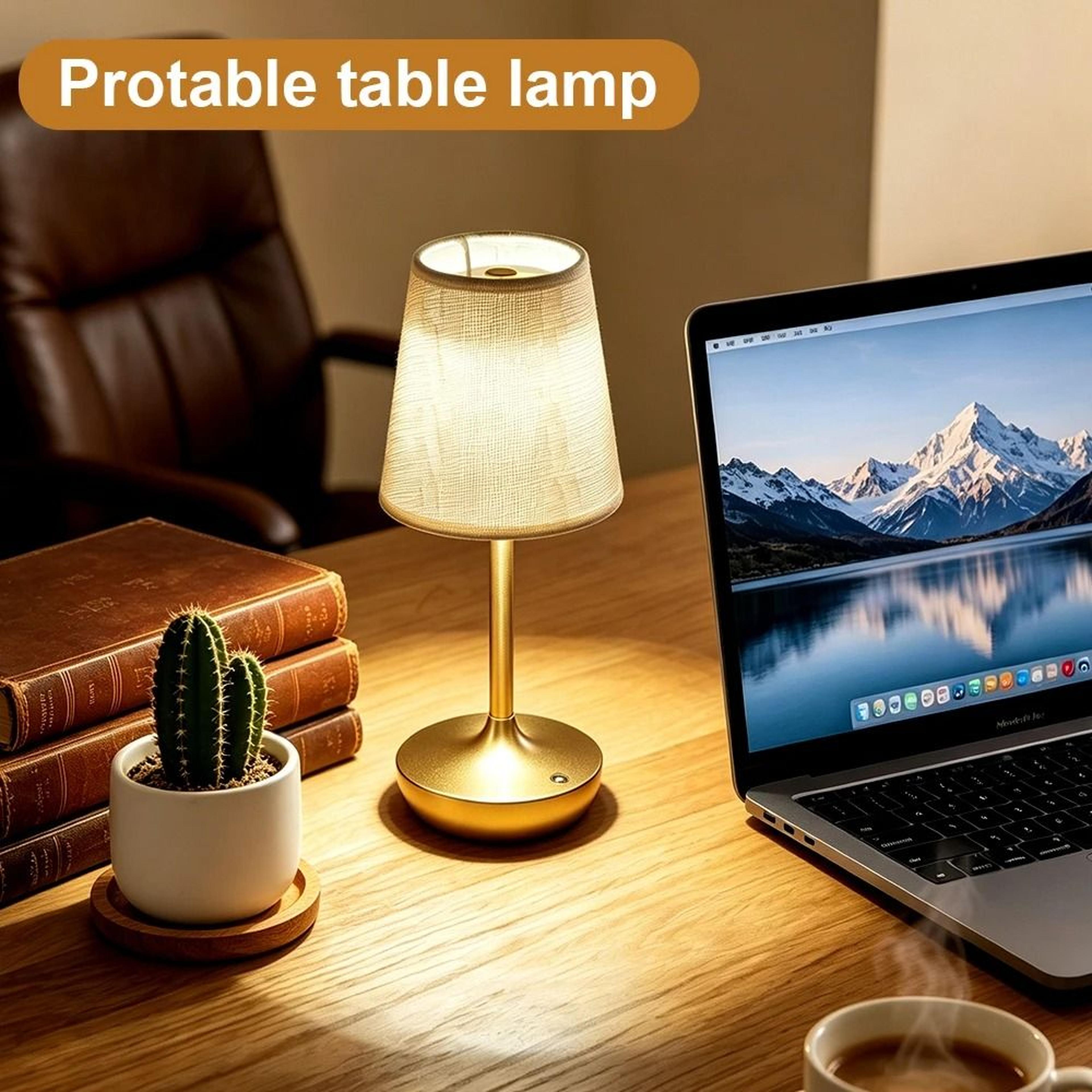 Rechargeable LED Table Lamp Simple Classic Desk Light Dimmable USB Fabric Shade Bedside Decor 5
