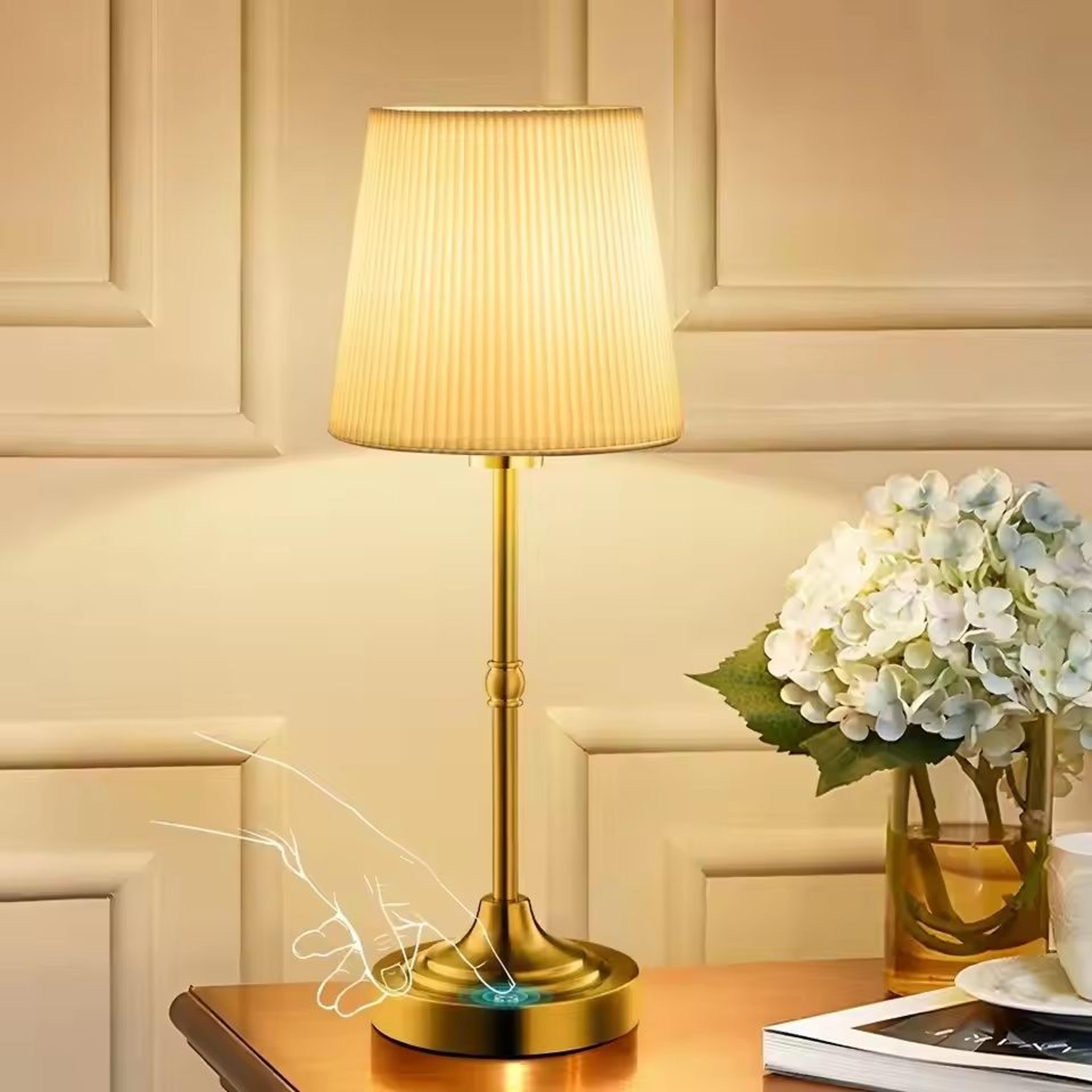 Gold Cordless Rechargeable Table Lamp Stepless Dimming Touch LED Night Light For Bar Bedroom 8
