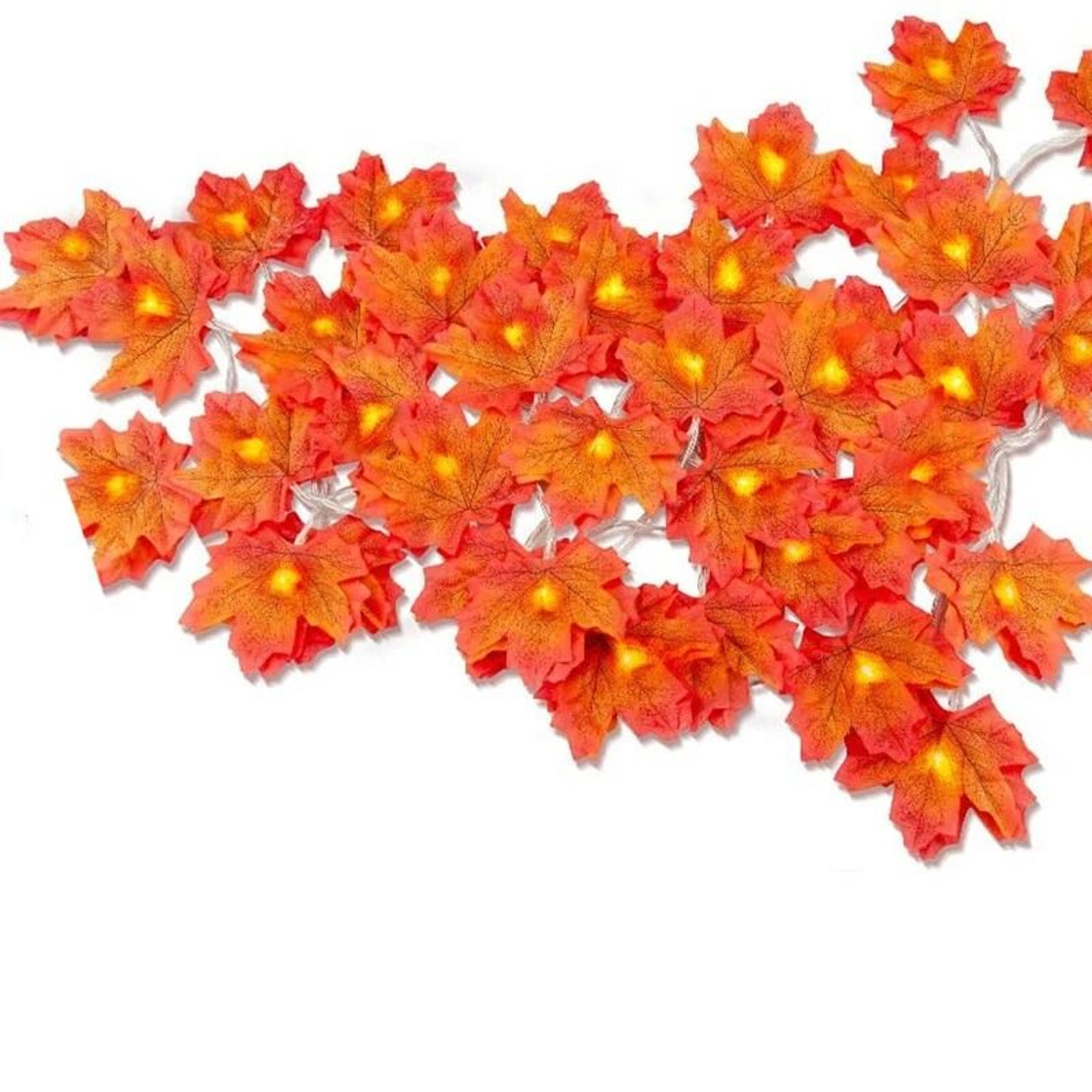 Artificial Autumn Maple Leaf LED String Lights Garland Halloween Decor 1