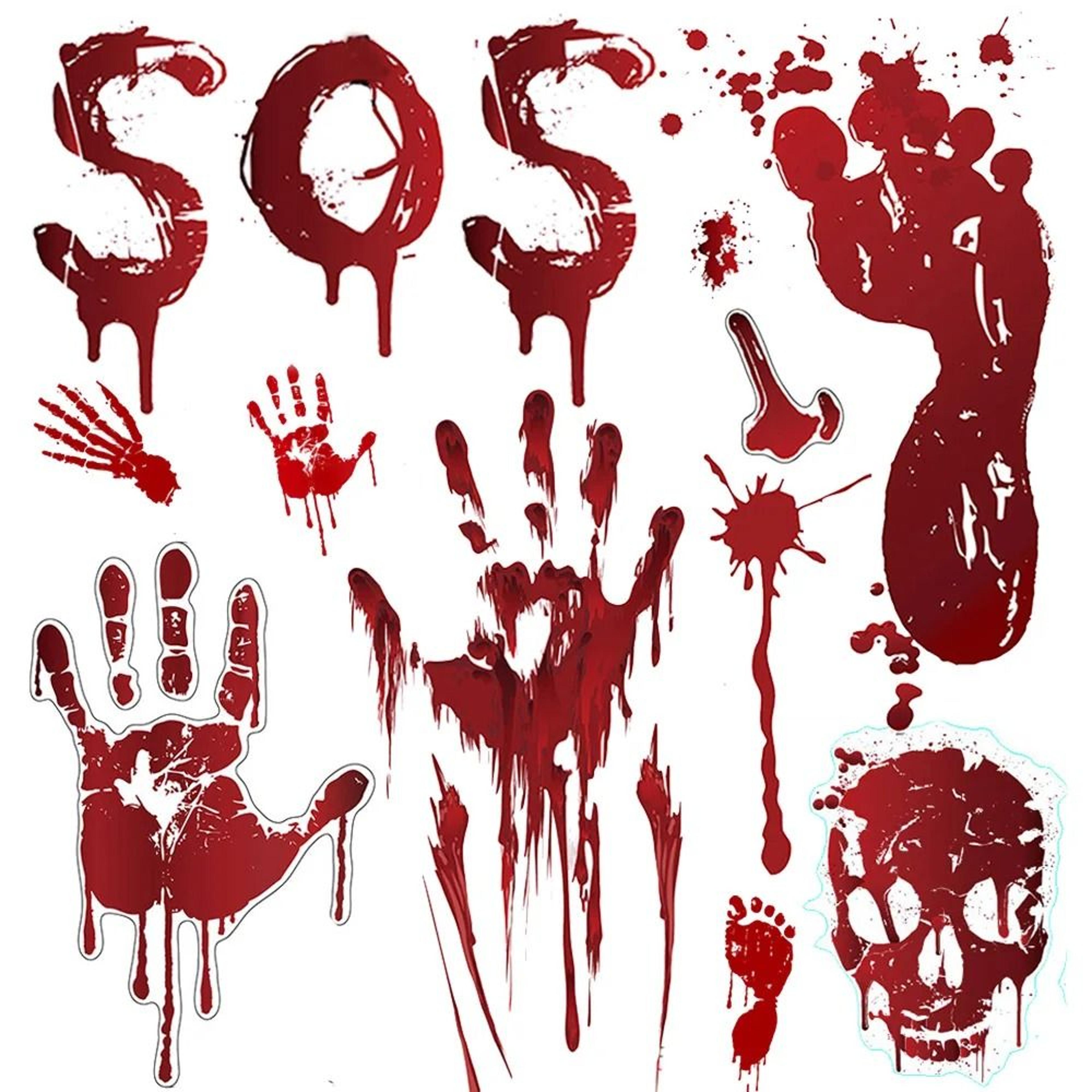 halloween bloody handprint footprint wall decals horror window clings