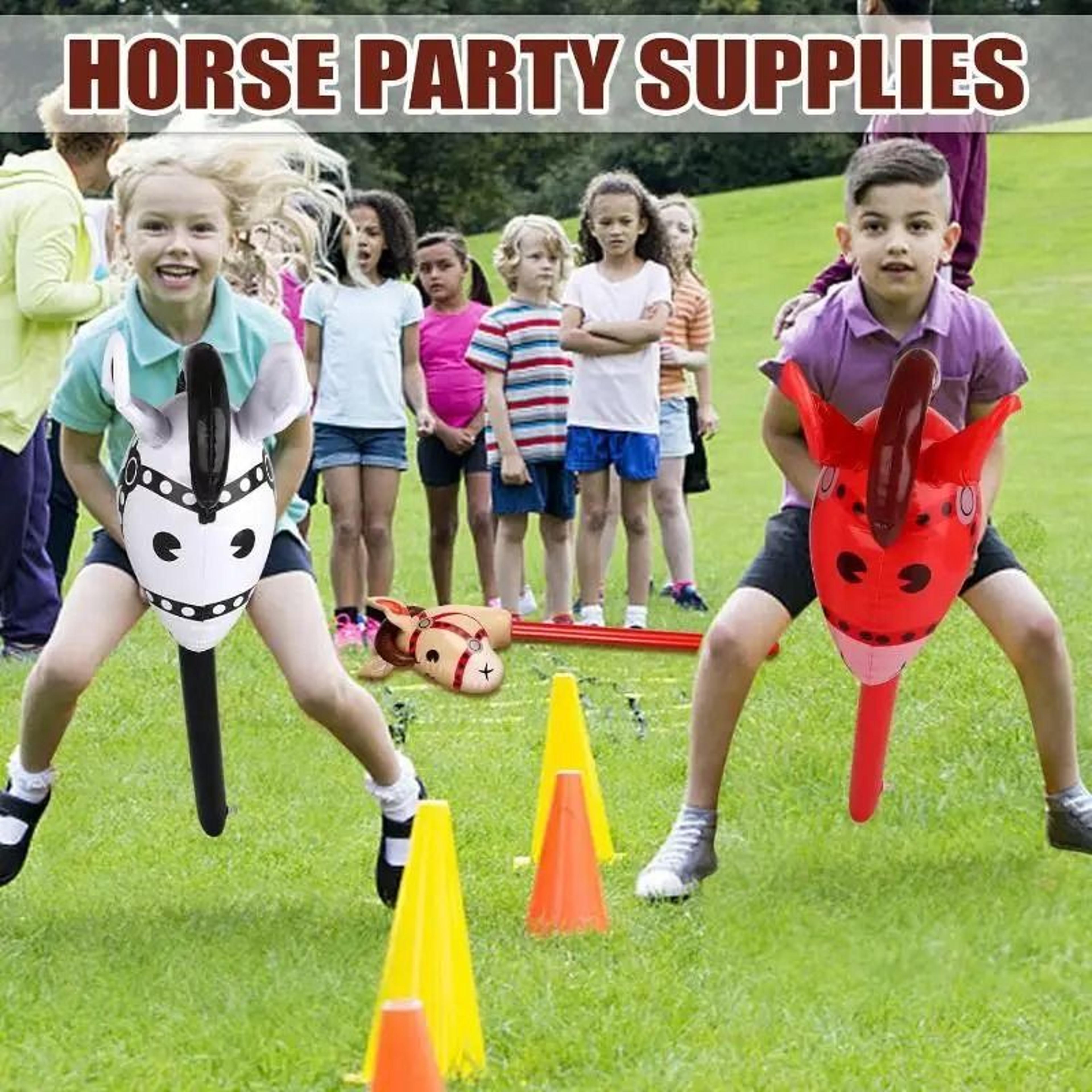 Inflatable Horse Head Pony Stick Balloon Toy Kids Party Favor  Prop 1