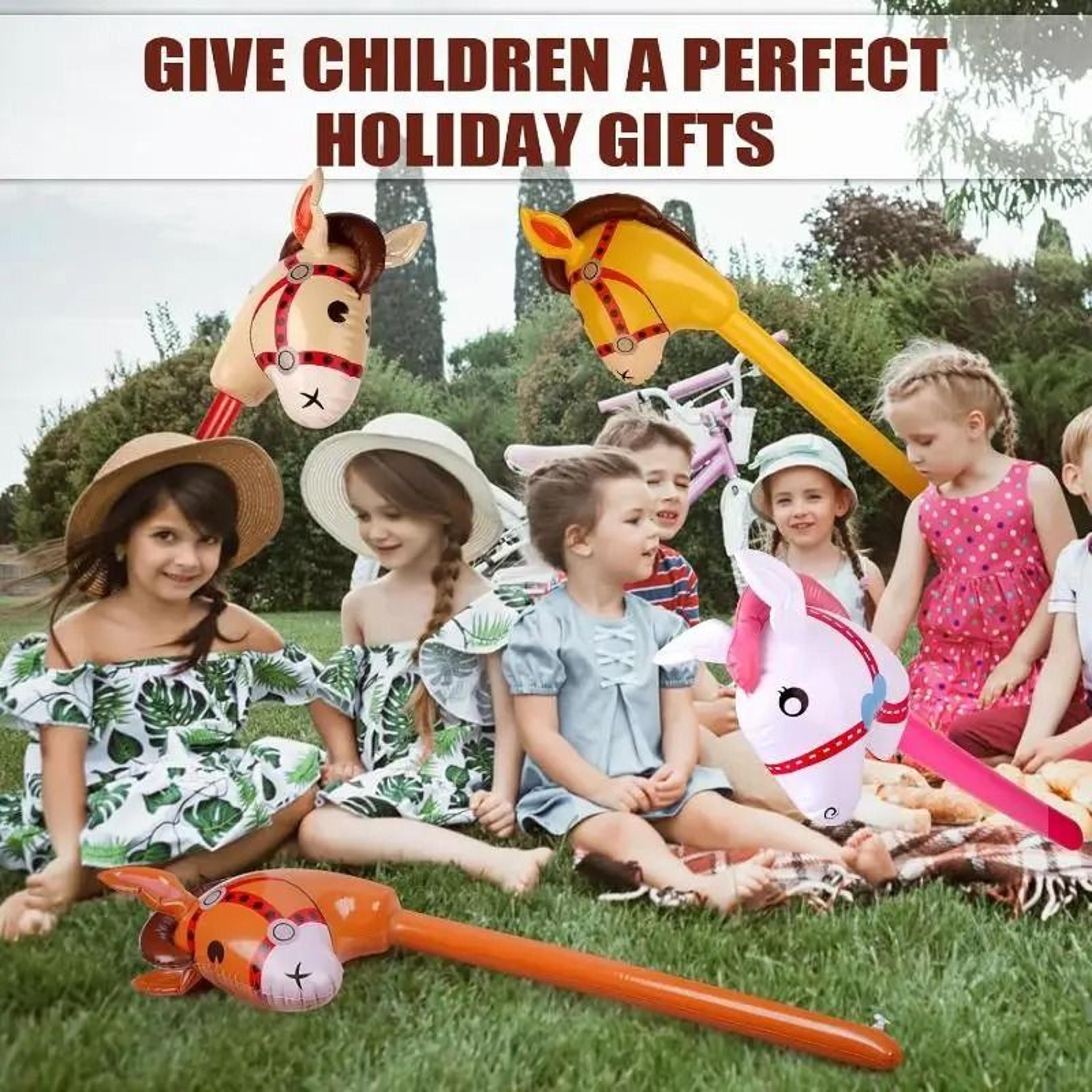Inflatable Horse Head Pony Stick Balloon Toy Kids Party Favor  Prop 2