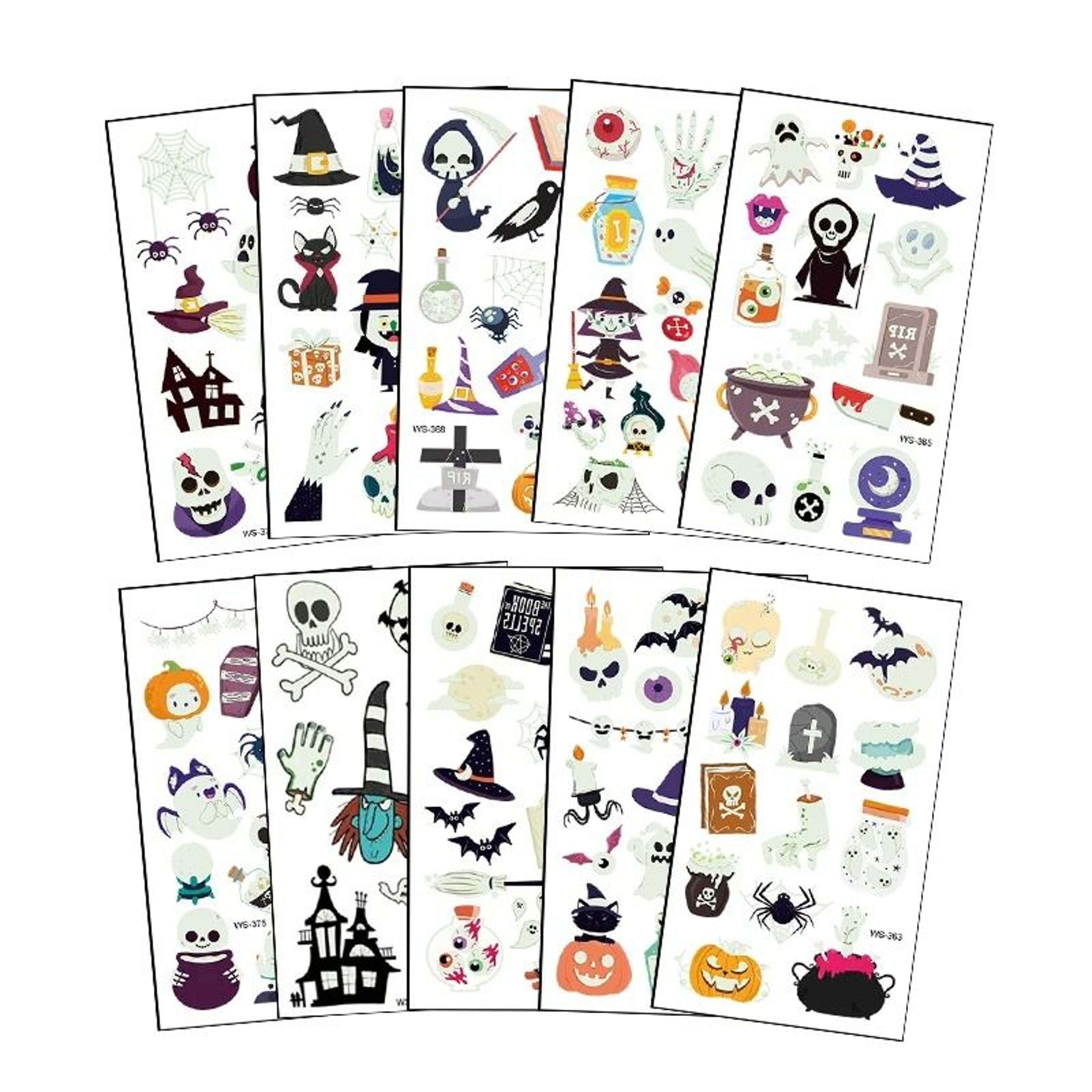 10Sheet Halloween GlowintheDark Temporary Tattoo Stickers Set 2