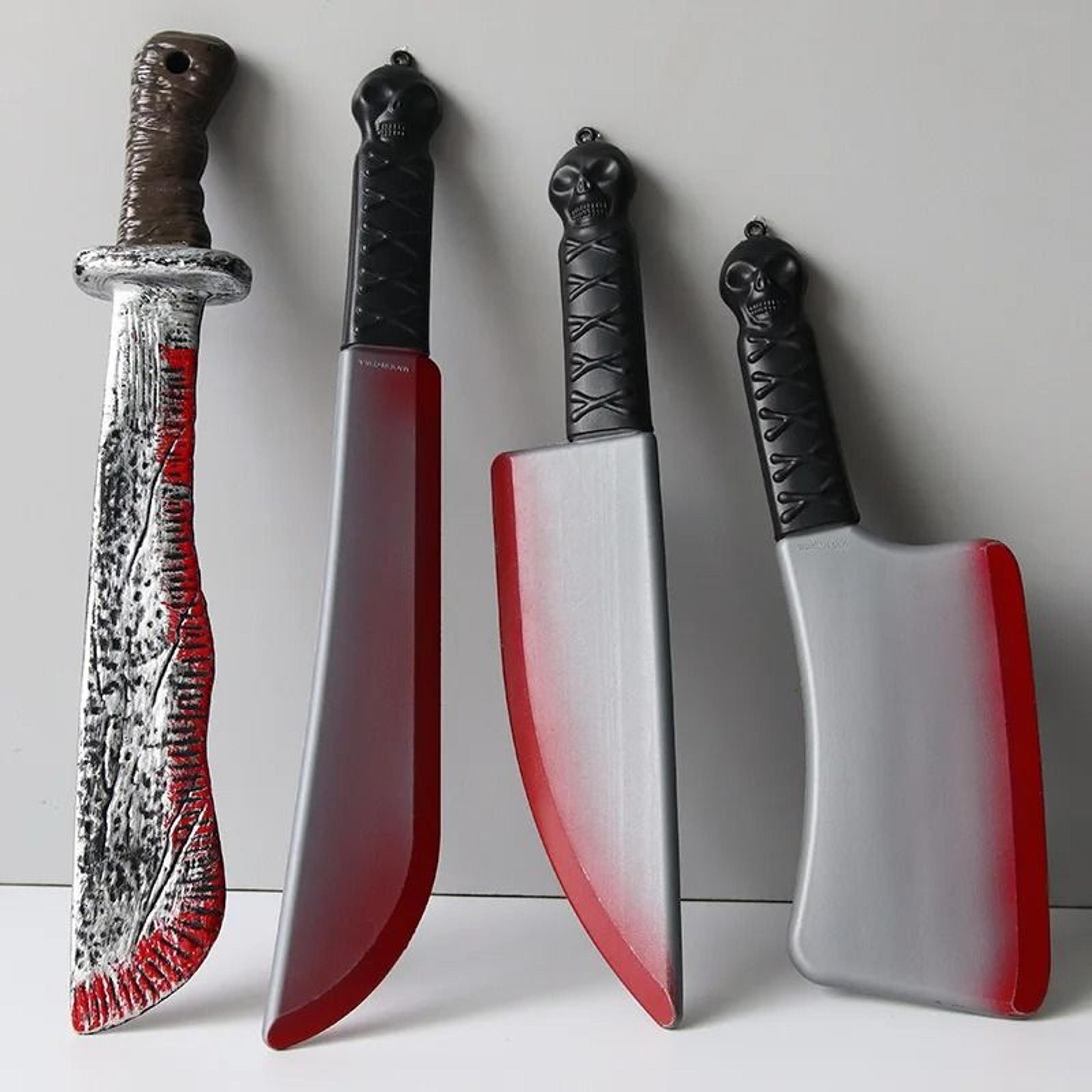 halloween bloody fake knife prop realistic plastic slaughter cleaver