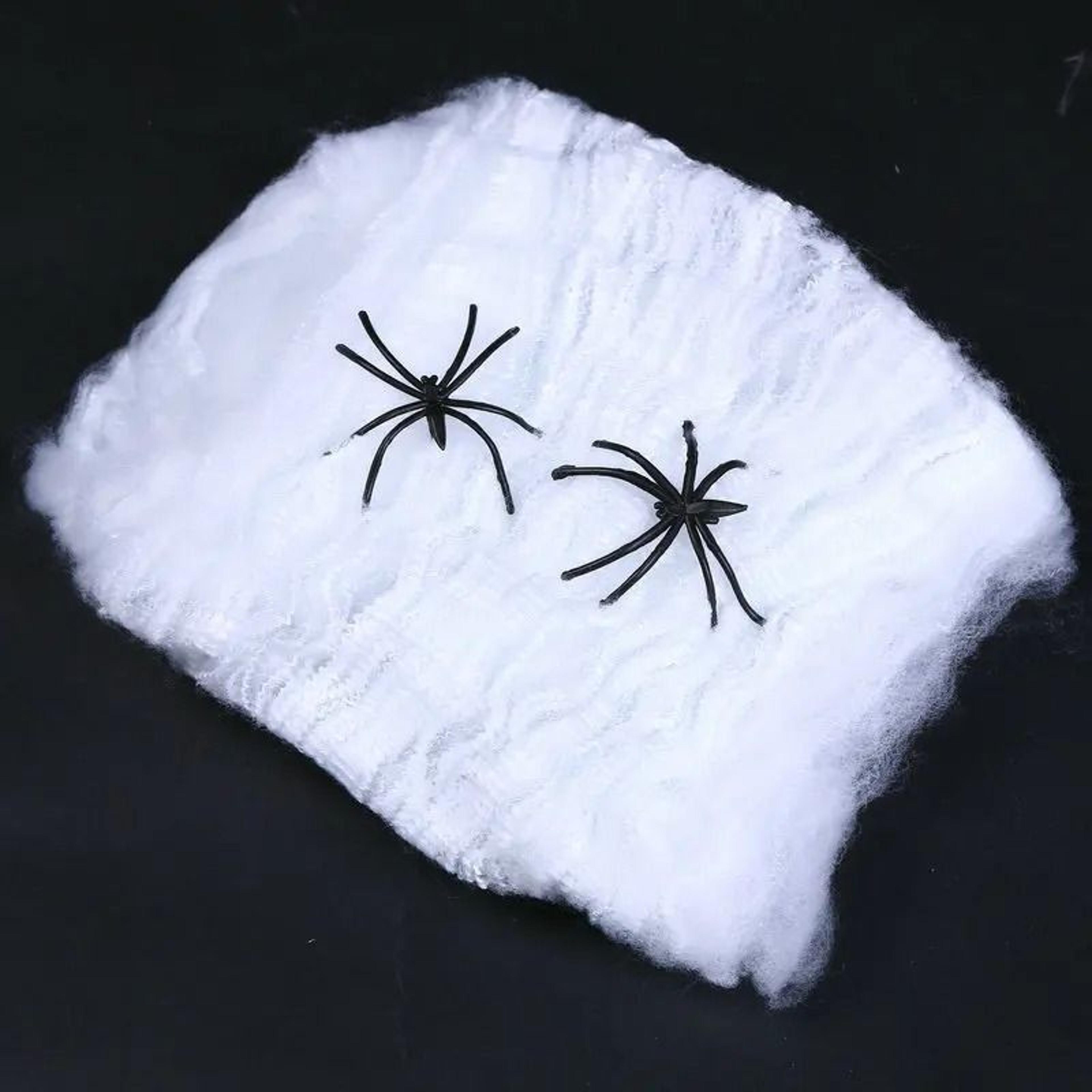 Halloween Artificial Spider Web Stretchy Cobweb Props With Fake Spiders 9