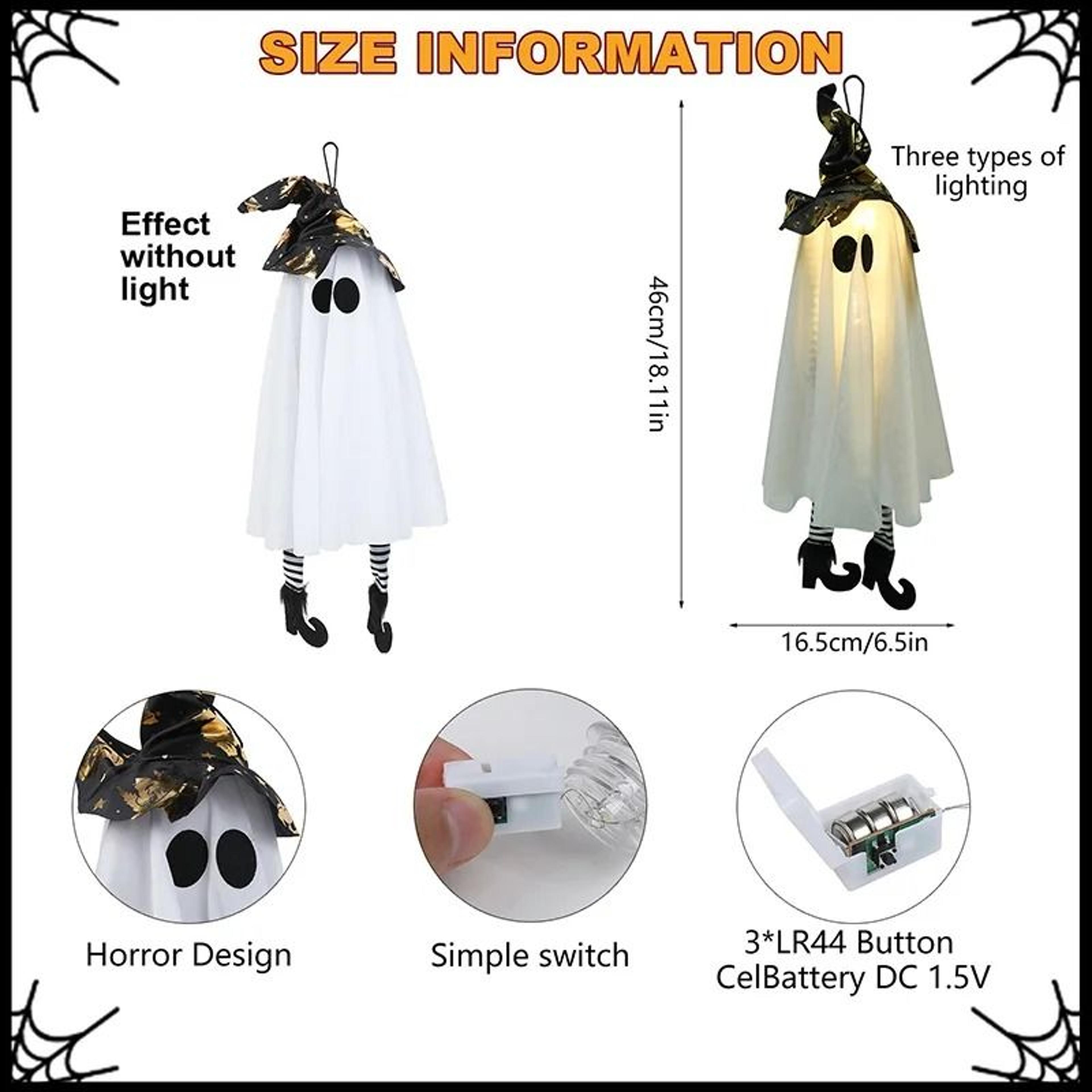 Halloween LightUp Hanging Witch Ghost Decor With Glowing LED Head 4
