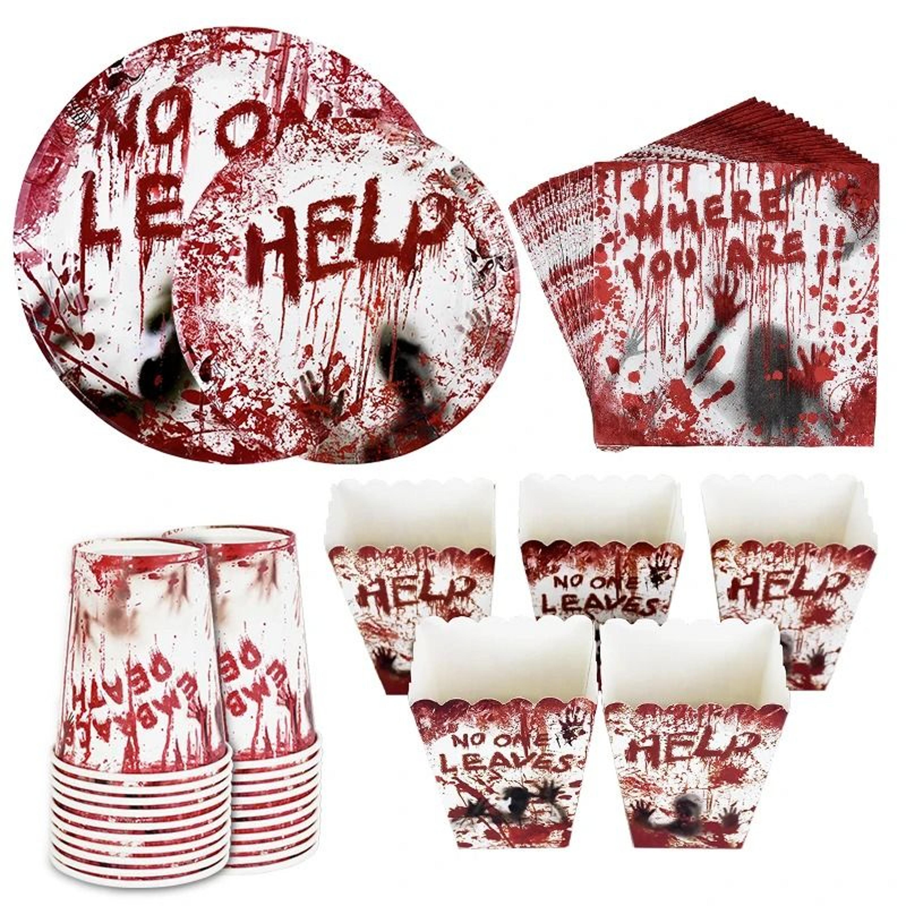 Bloody Handprint Disposable Halloween Party Tableware Set 2