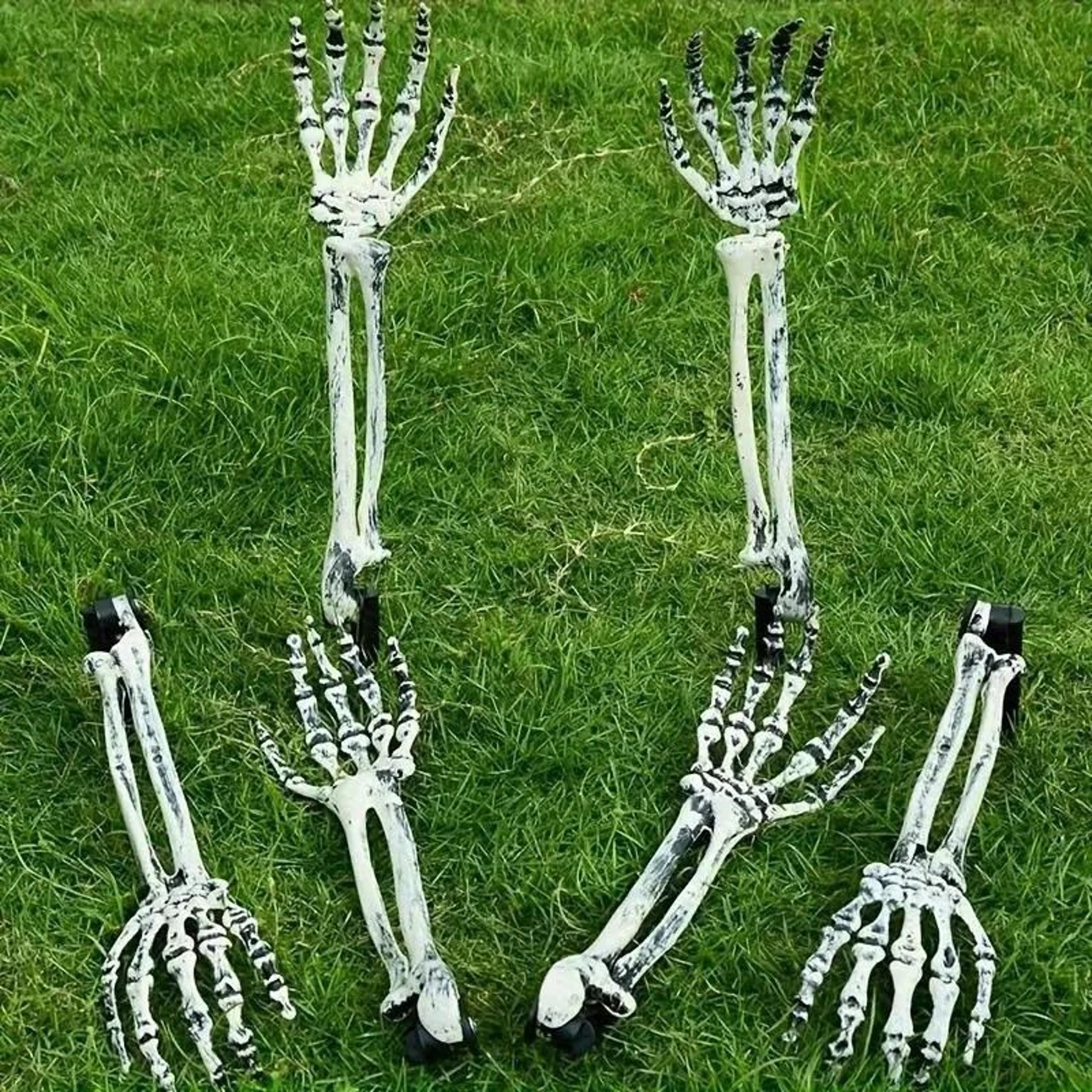 Halloween Ground Stake Skeleton Prop Kit  Outdoor Yard Graveyard Decor With Realistic Skull  Ghost  5