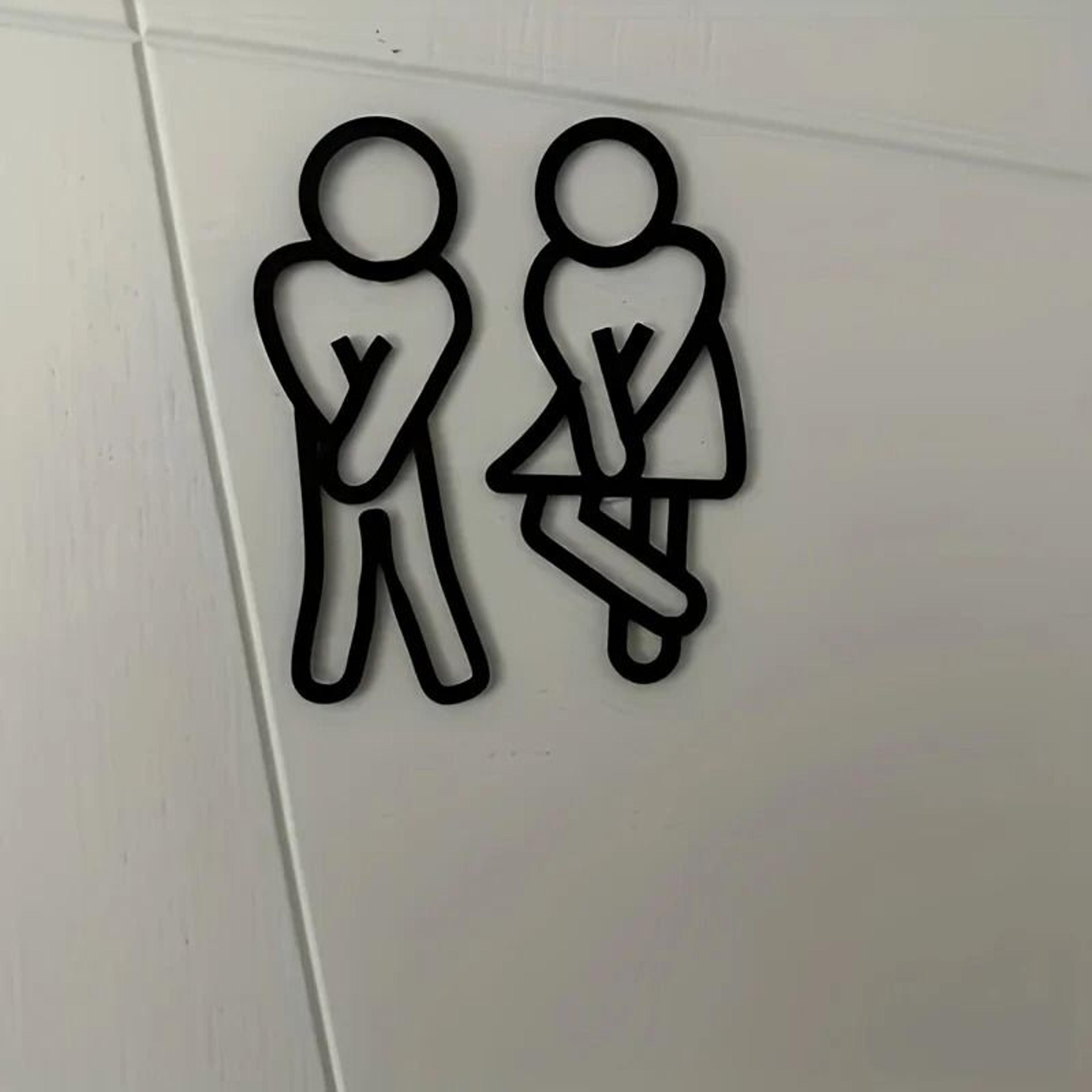 Funny 2D Flat Restroom Door Sign For Men  Women  Creative Bathroom Wall Decor 3