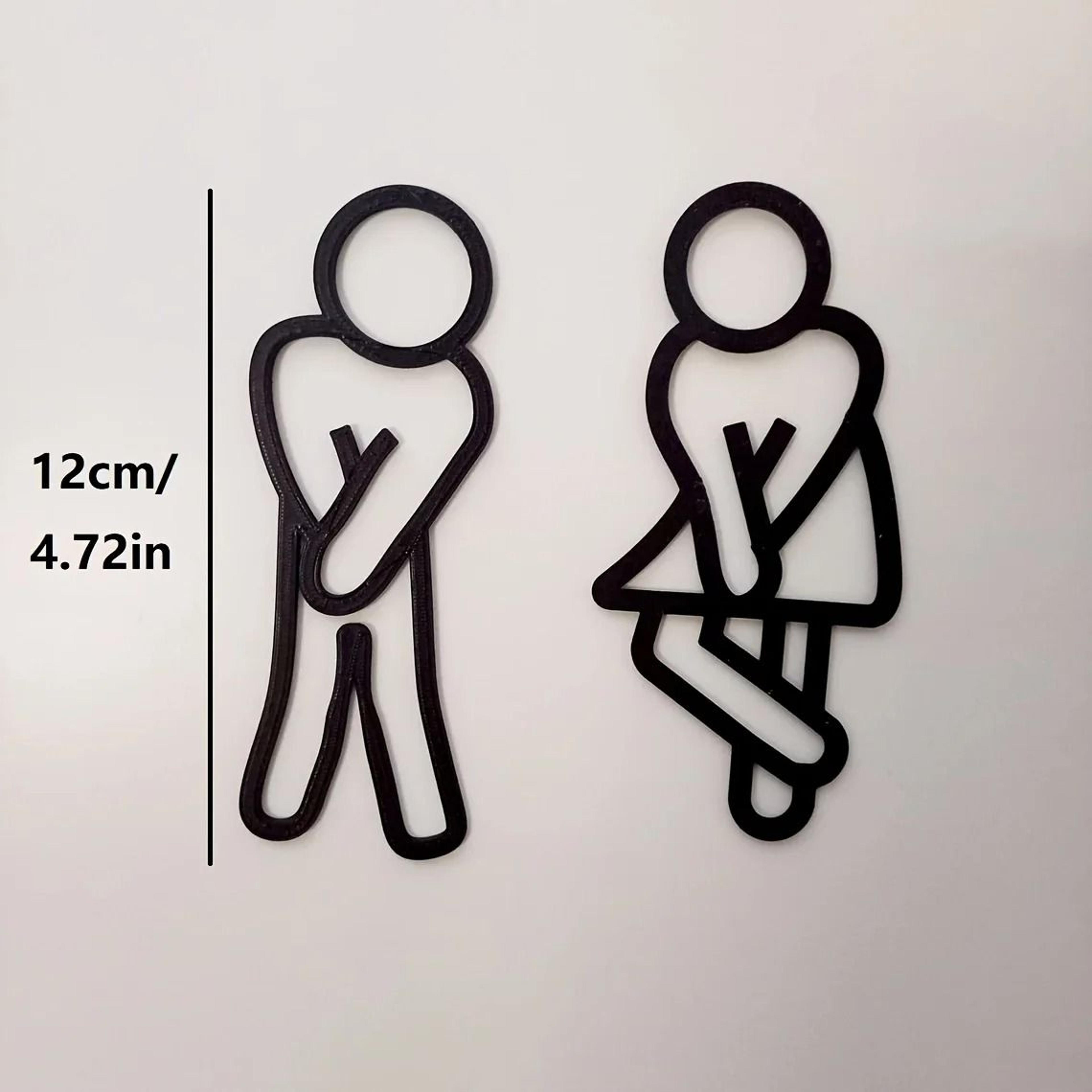 Funny 2D Flat Restroom Door Sign For Men  Women  Creative Bathroom Wall Decor 5