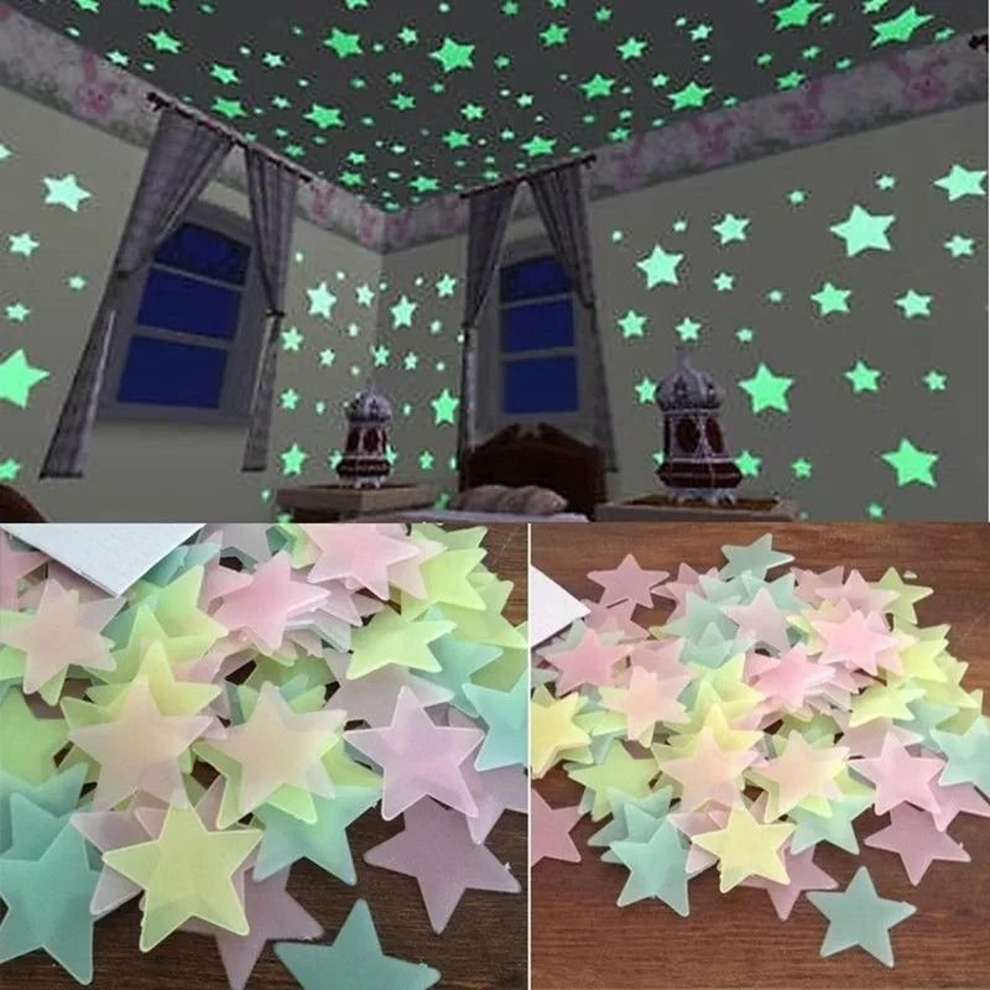 glow in the dark wall stars set – fluorescent ceiling & wall stickers for kids bedroom decor