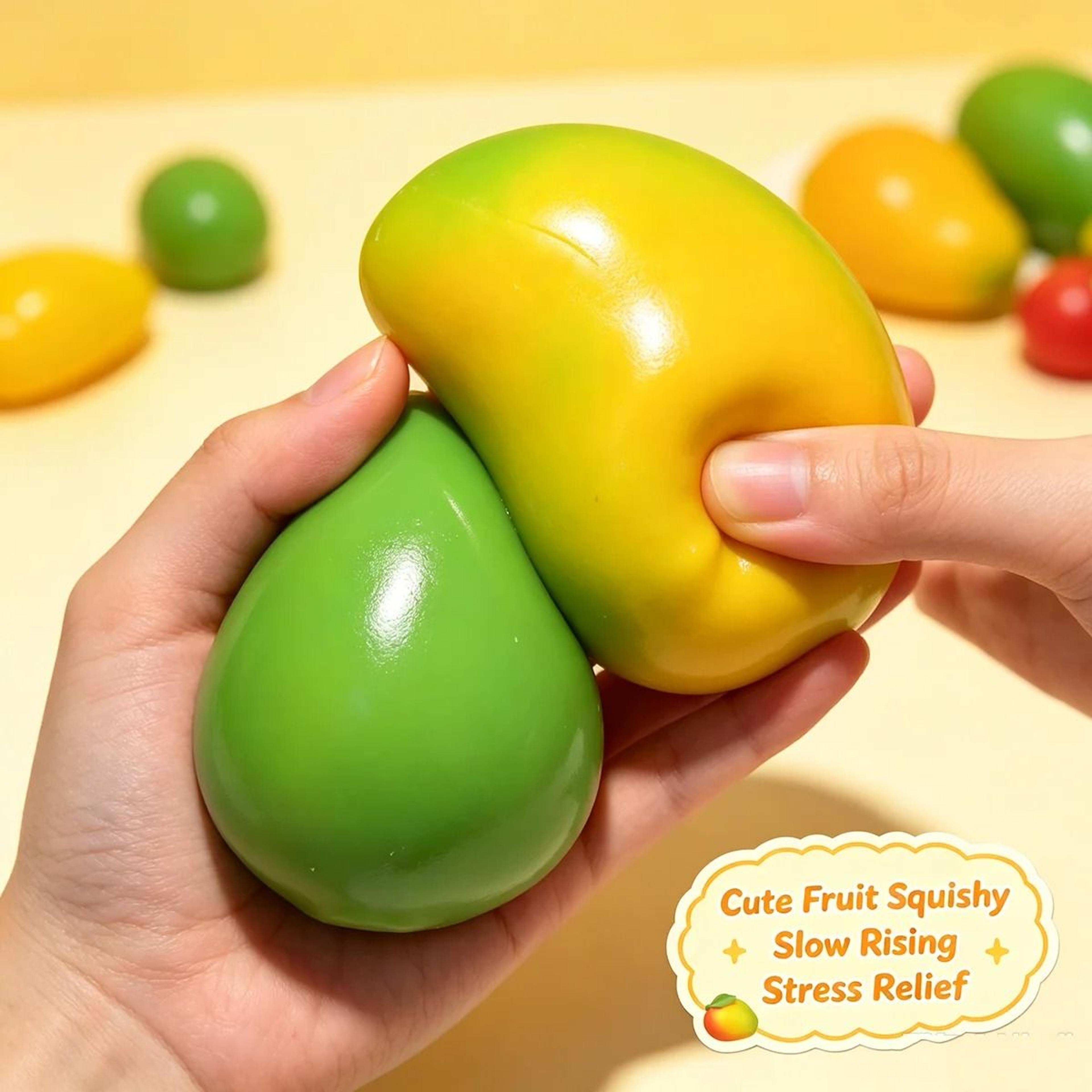 handmade color-changing mango squishy toy – sensory squeeze ball & cute desk ornament