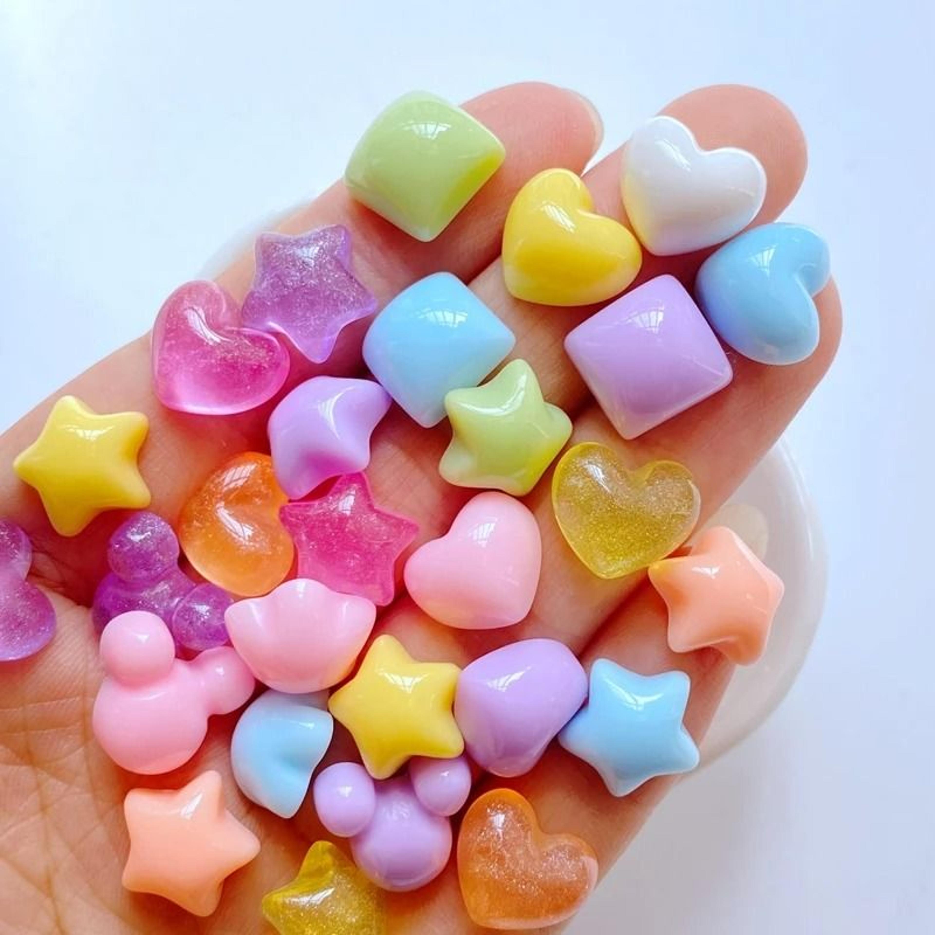 30-piece mini star & flower flat-back resin cabochons – cute diy craft accessories