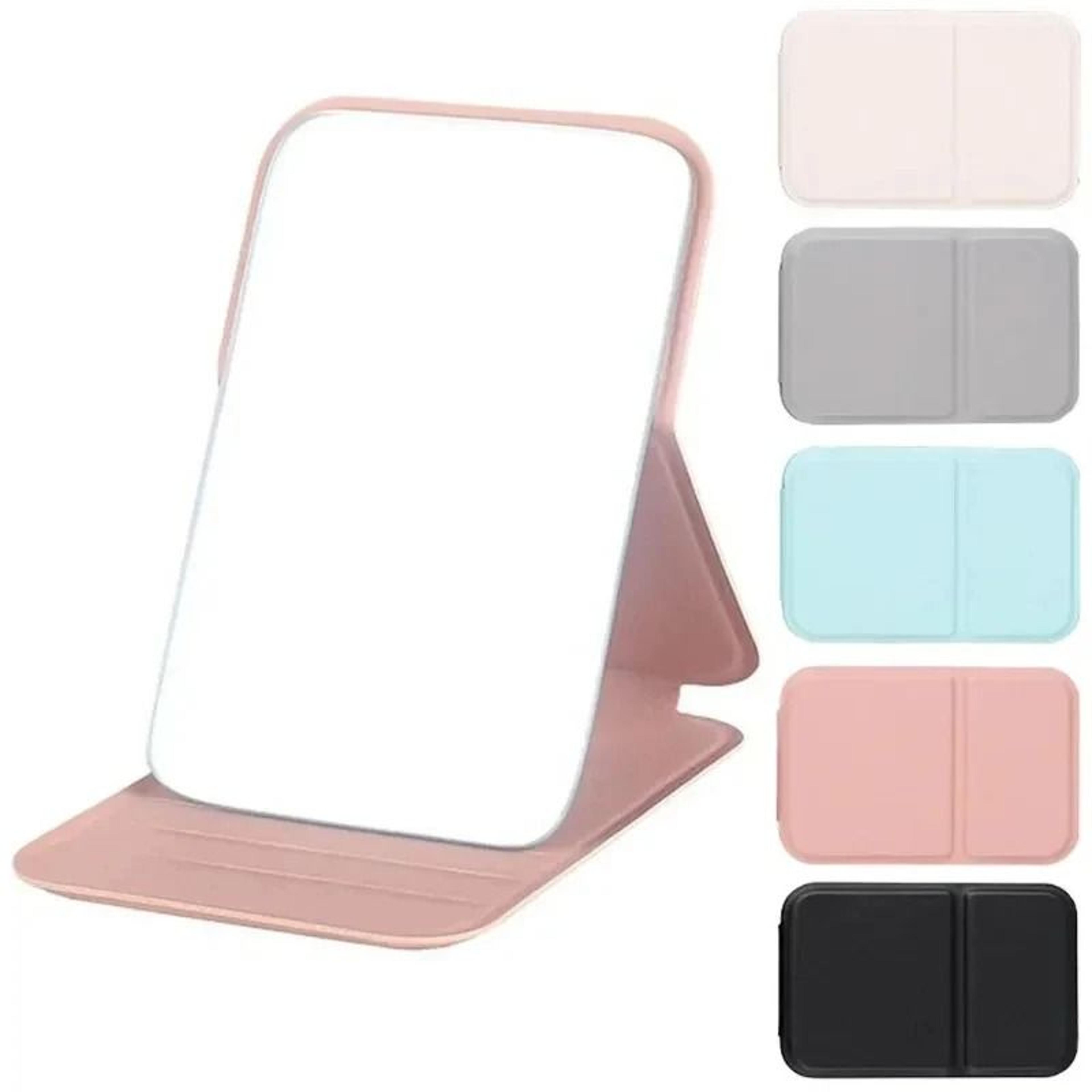 solid color foldable pu leather makeup mirror – portable handheld compact cosmetic mirror