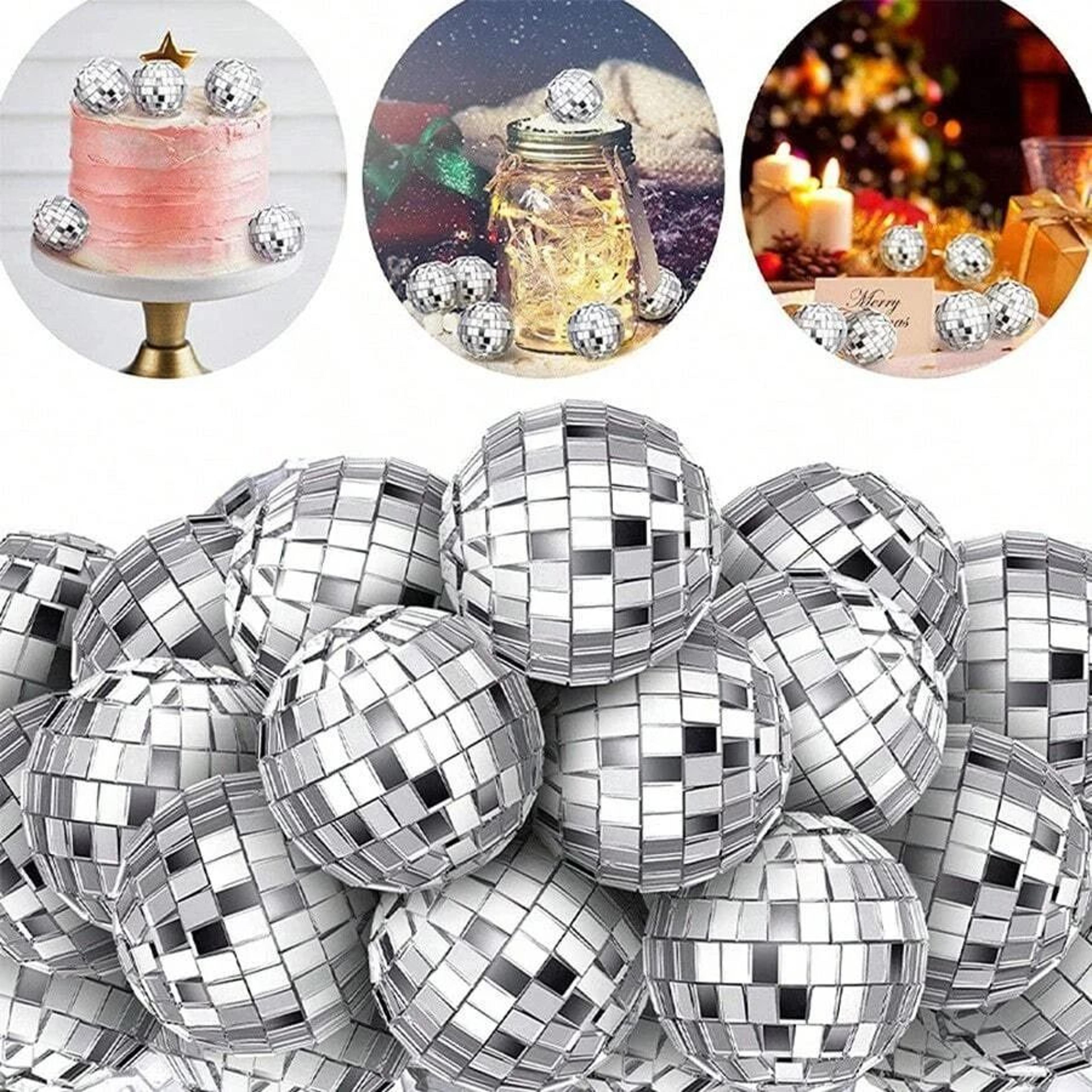 10-piece mini reflective silver glass mirror disco balls festive cake toppers & event decor