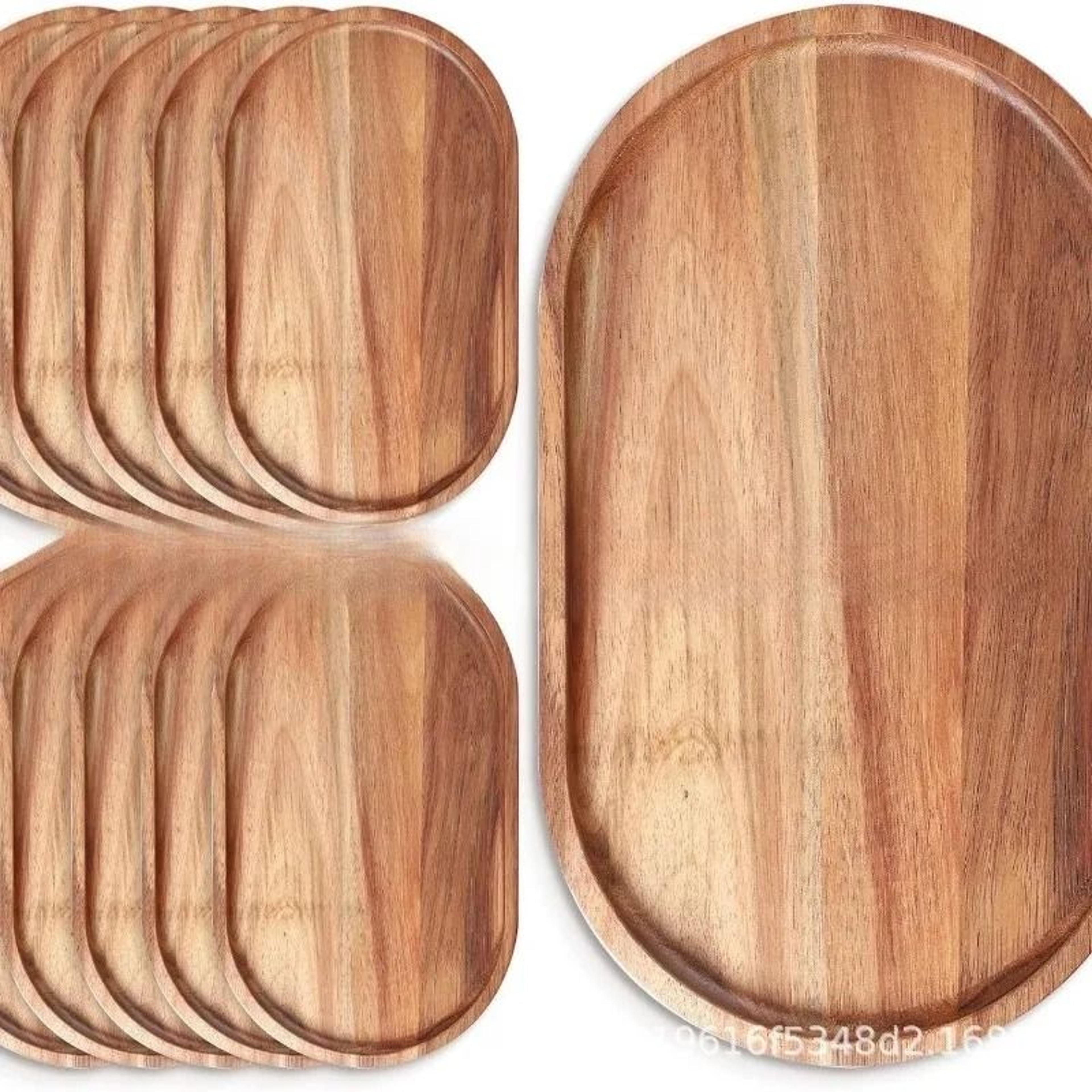 Wabi Sabi Oval Acacia Wood Decorative Serving Platter Natural Wooden Organizer Tray 4