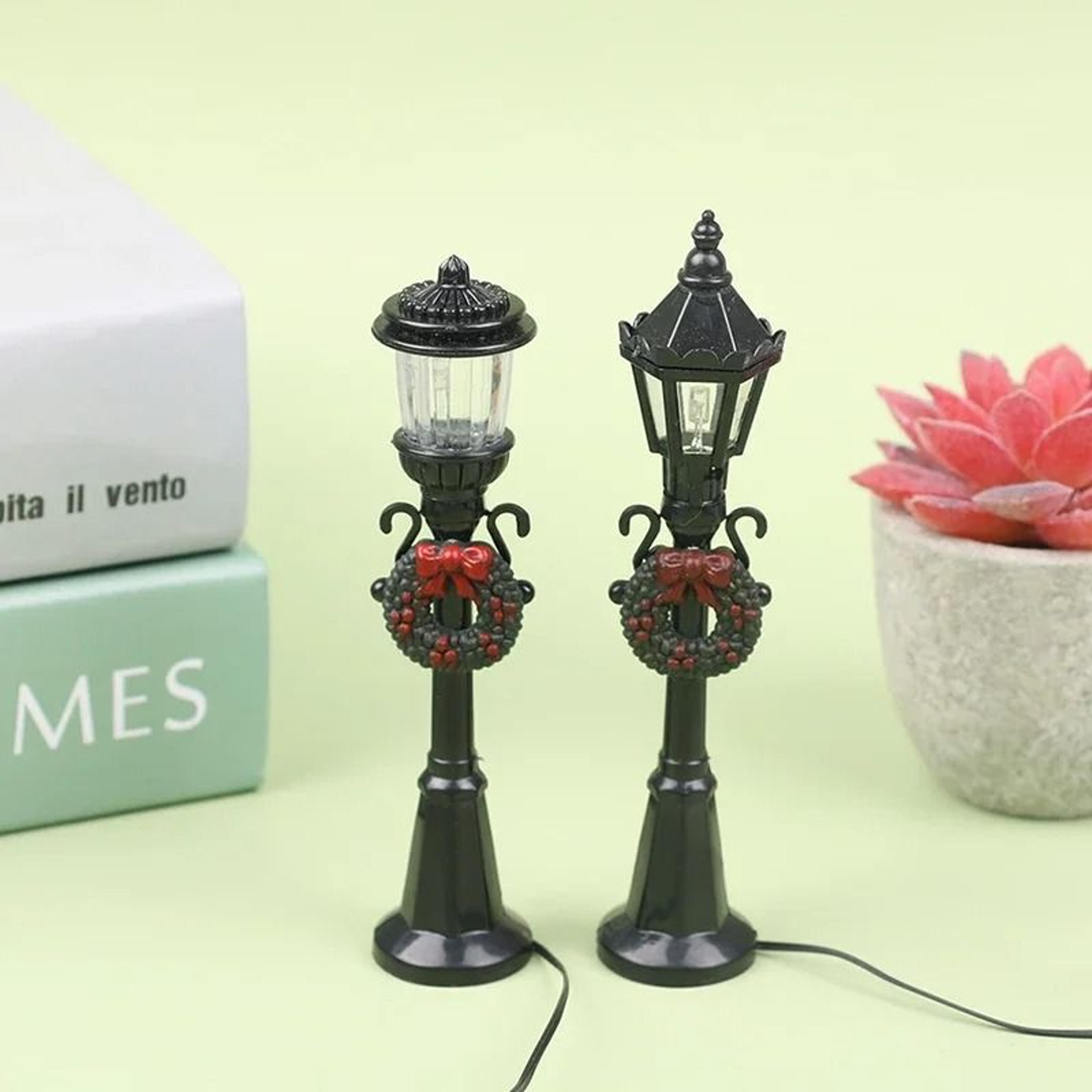 4Piece Miniature Christmas Street Light Models Fairy Garden Village Post Lamp Decor 3