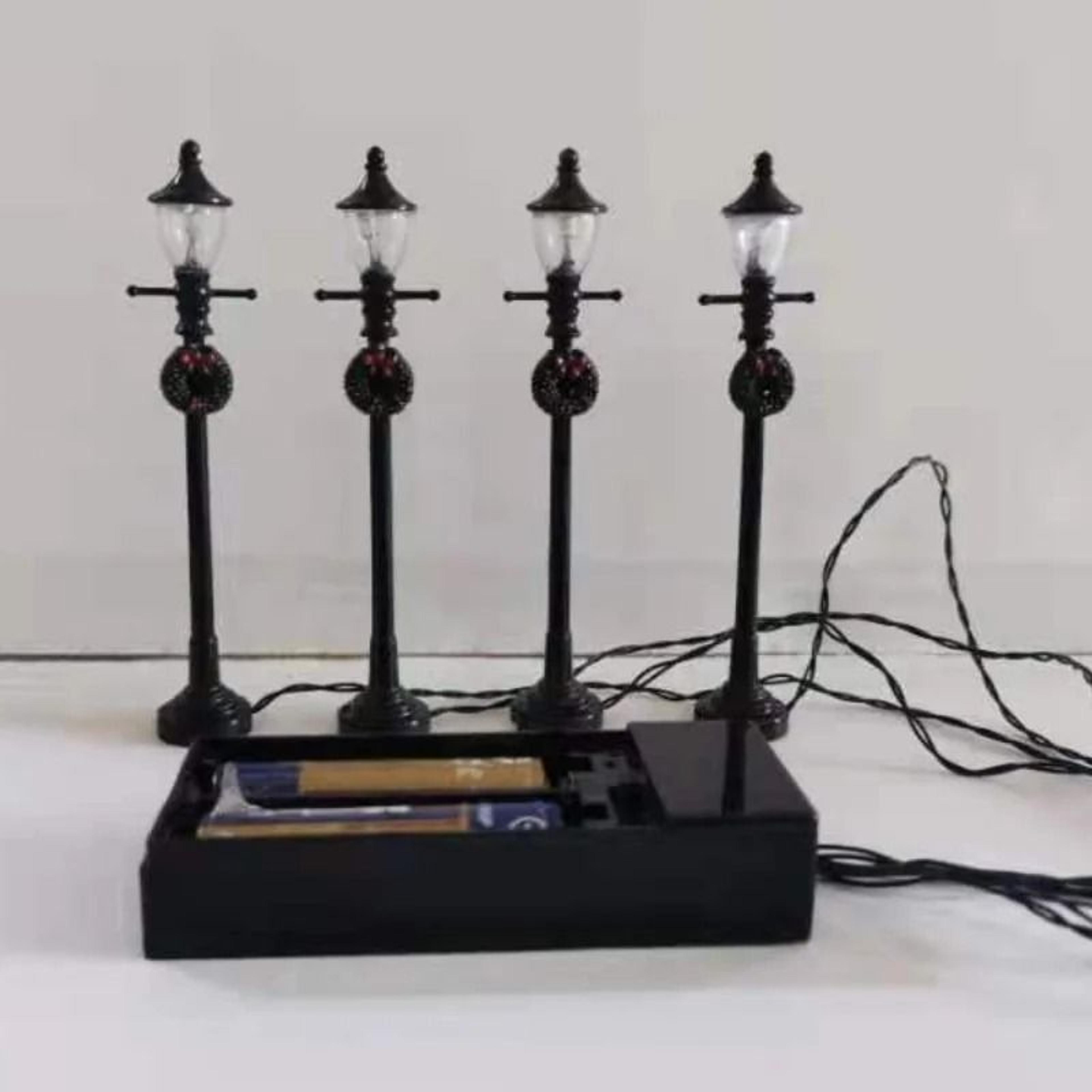 4Piece Miniature Christmas Street Light Models Fairy Garden Village Post Lamp Decor 8