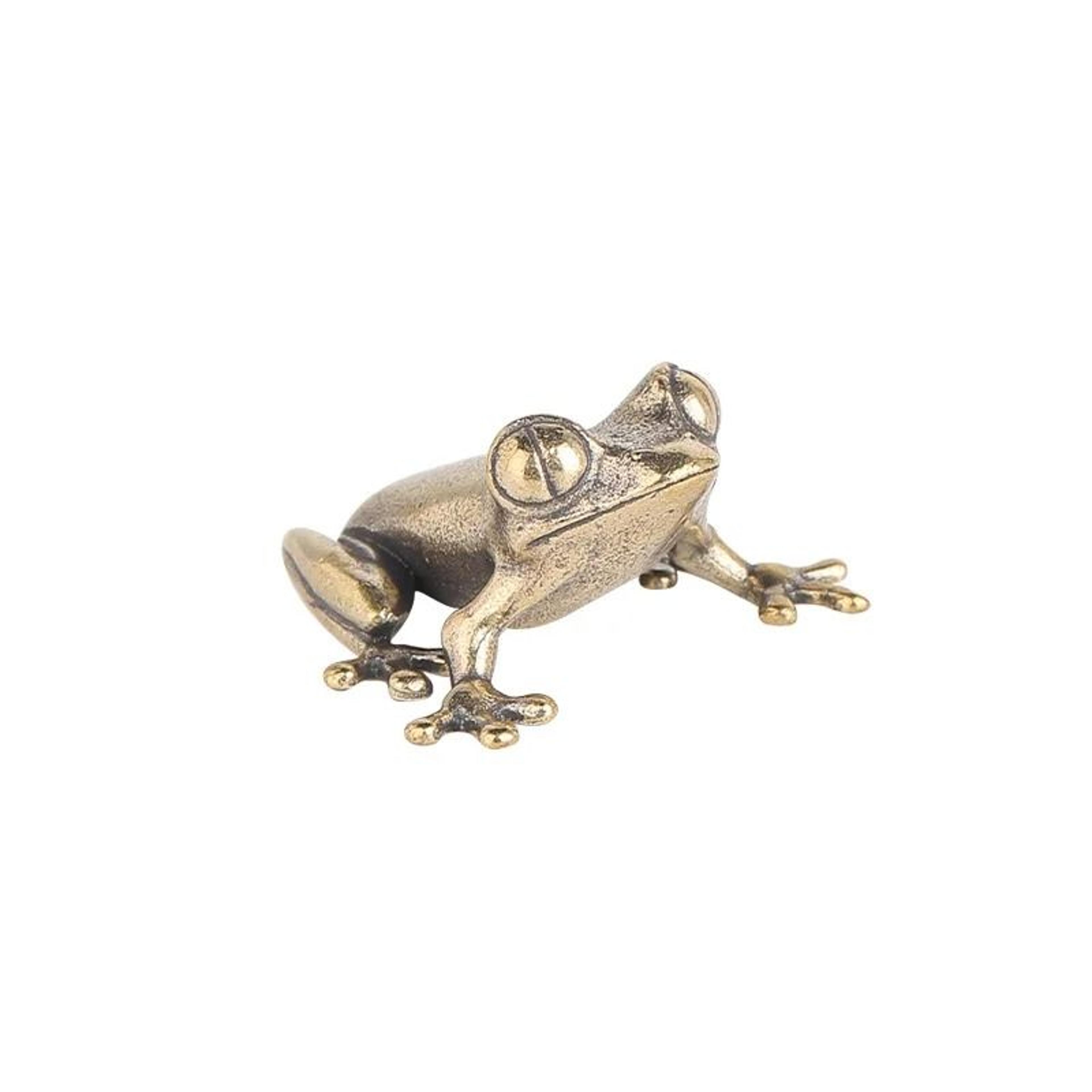 Retro Brass Mini Frog Toad Figurine Vintage Solid Metal Animal Desktop Ornament  Tea Pet 5