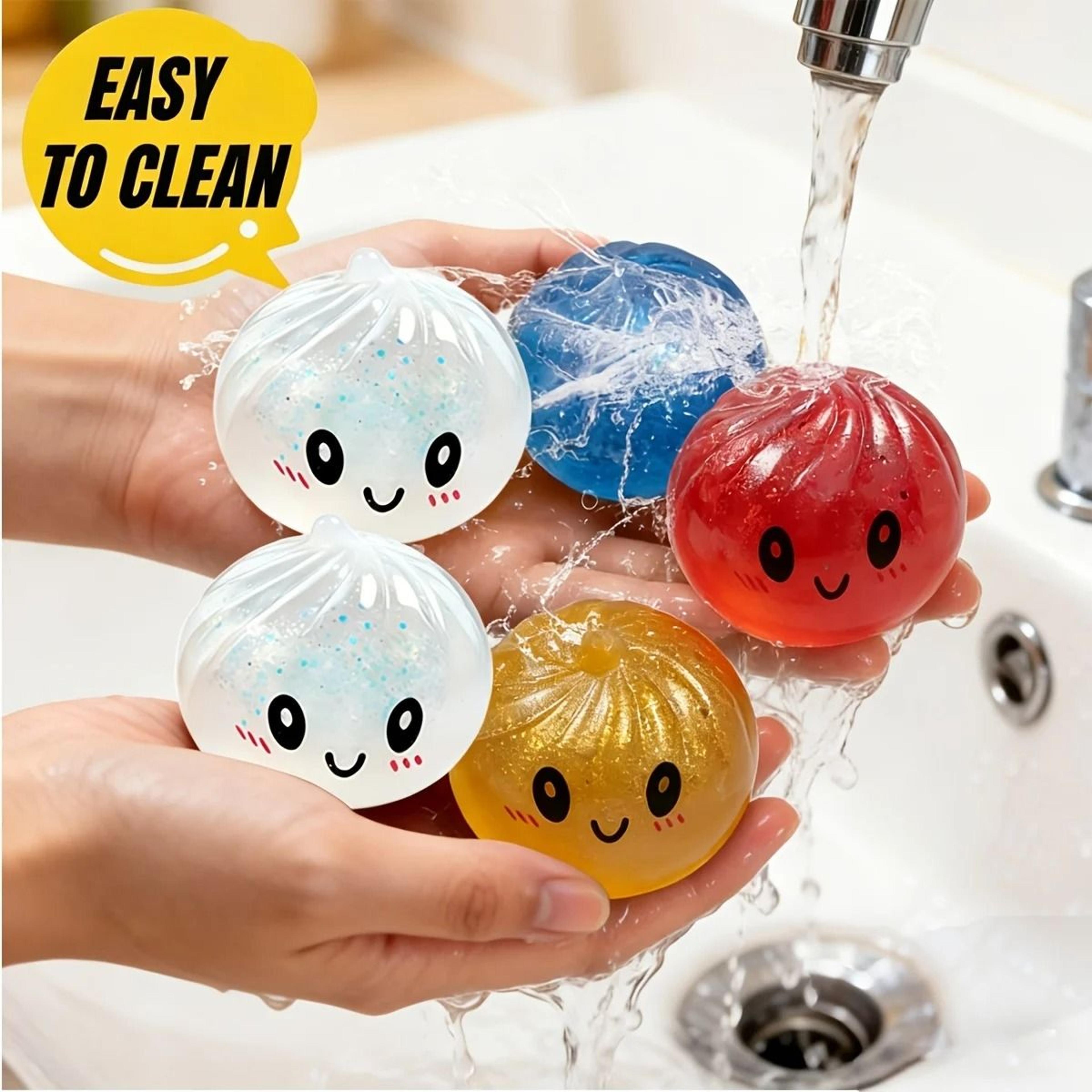 Simulation Dumpling Squishy Stress Ball With Miniature Steamer Container Soft Sensory Fidget Toy 2