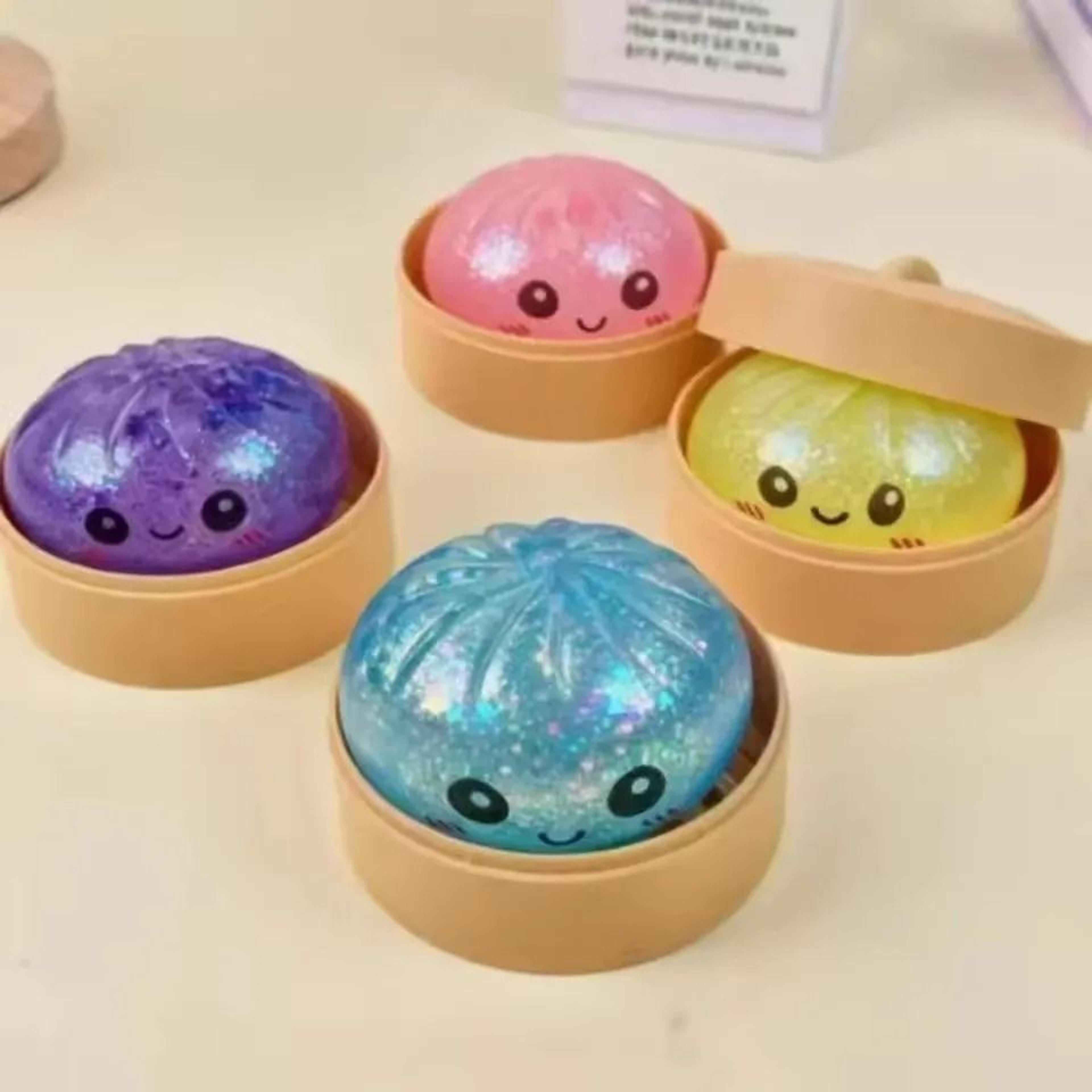 Simulation Dumpling Squishy Stress Ball With Miniature Steamer Container Soft Sensory Fidget Toy 4