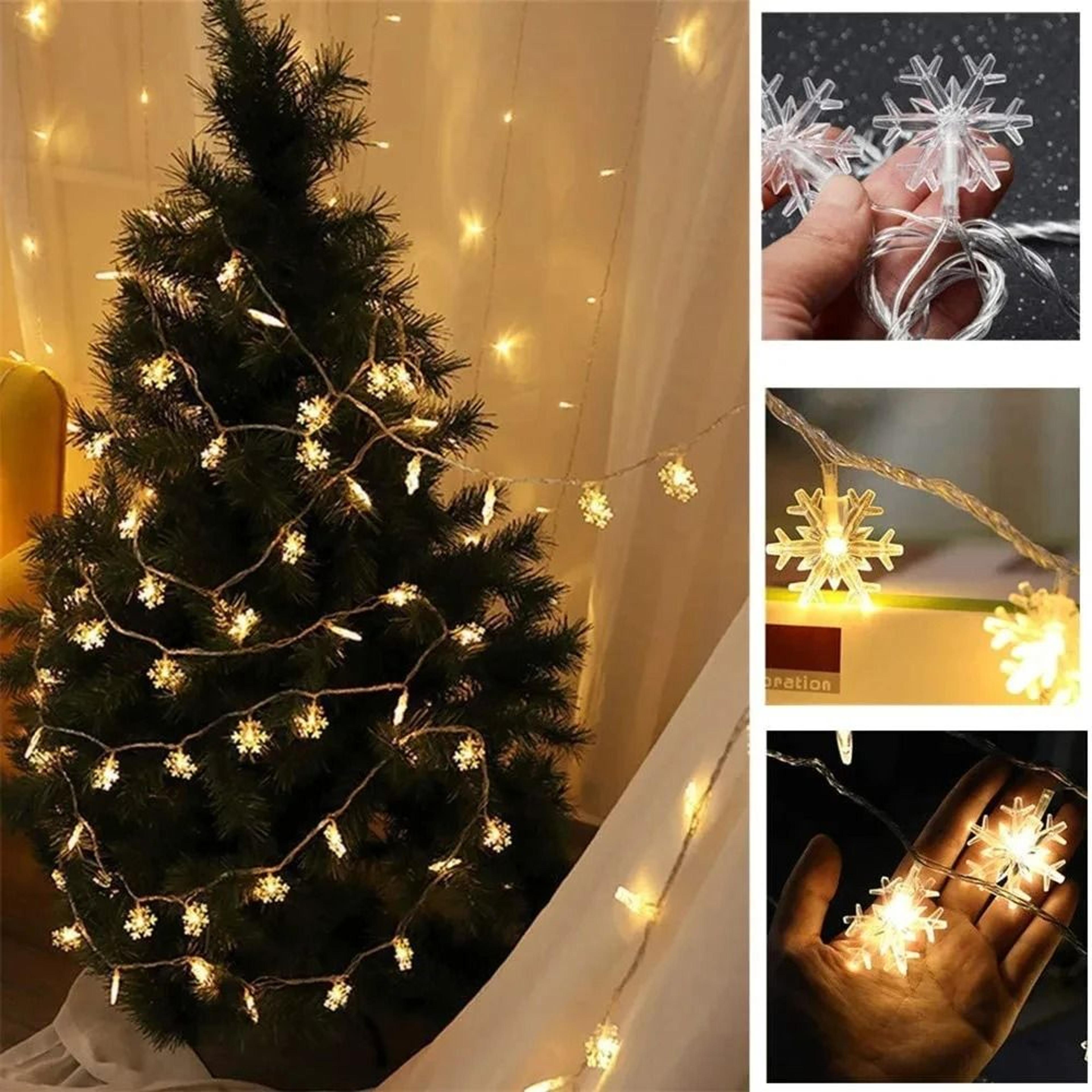 LED Snowflake String Garland Fairy Lights USB  Battery Powered Christmas Tree Decor 4