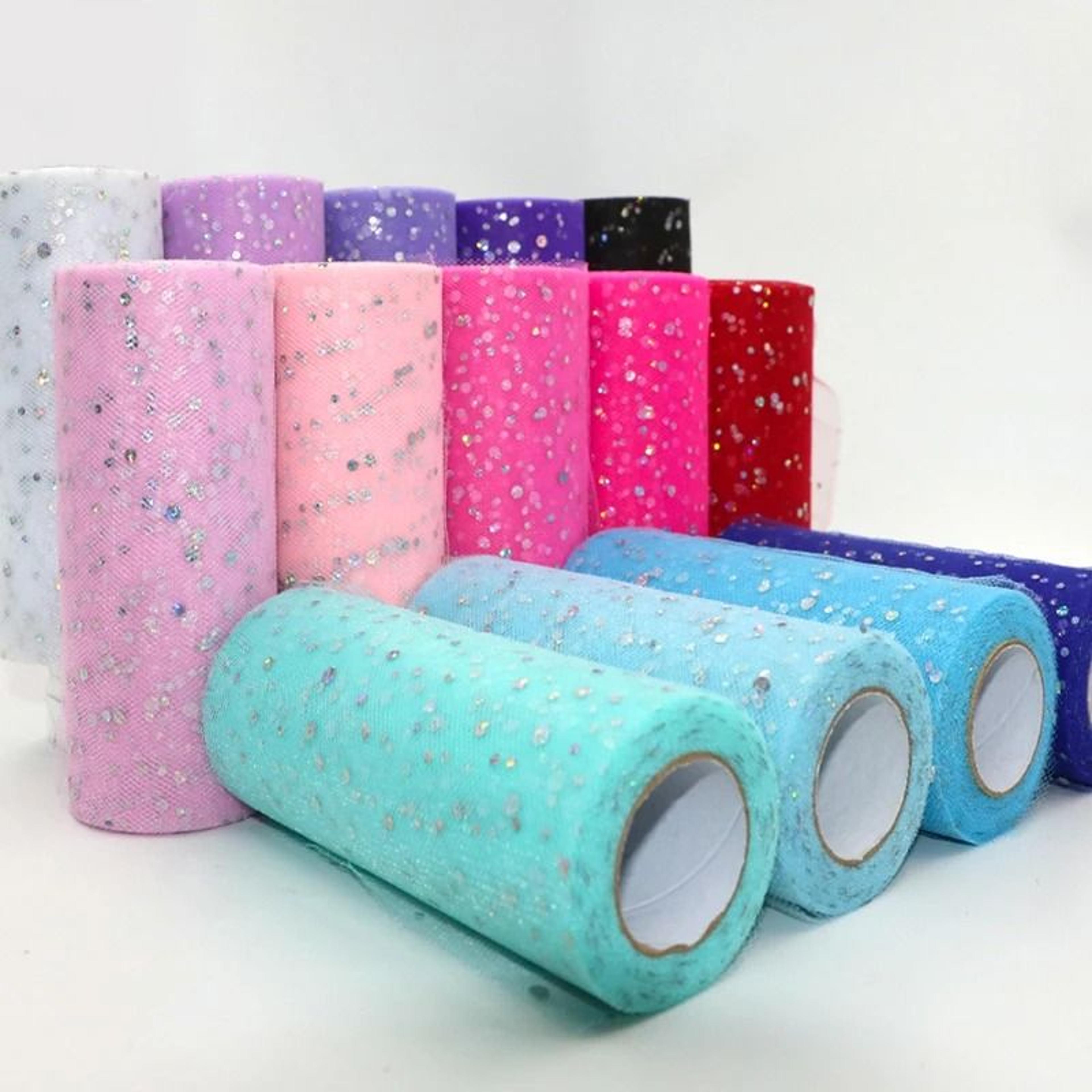 glitter sequin tulle roll 10 yards (15cm) laser crafts mesh fabric for diy tutu skirts & wedding party decor