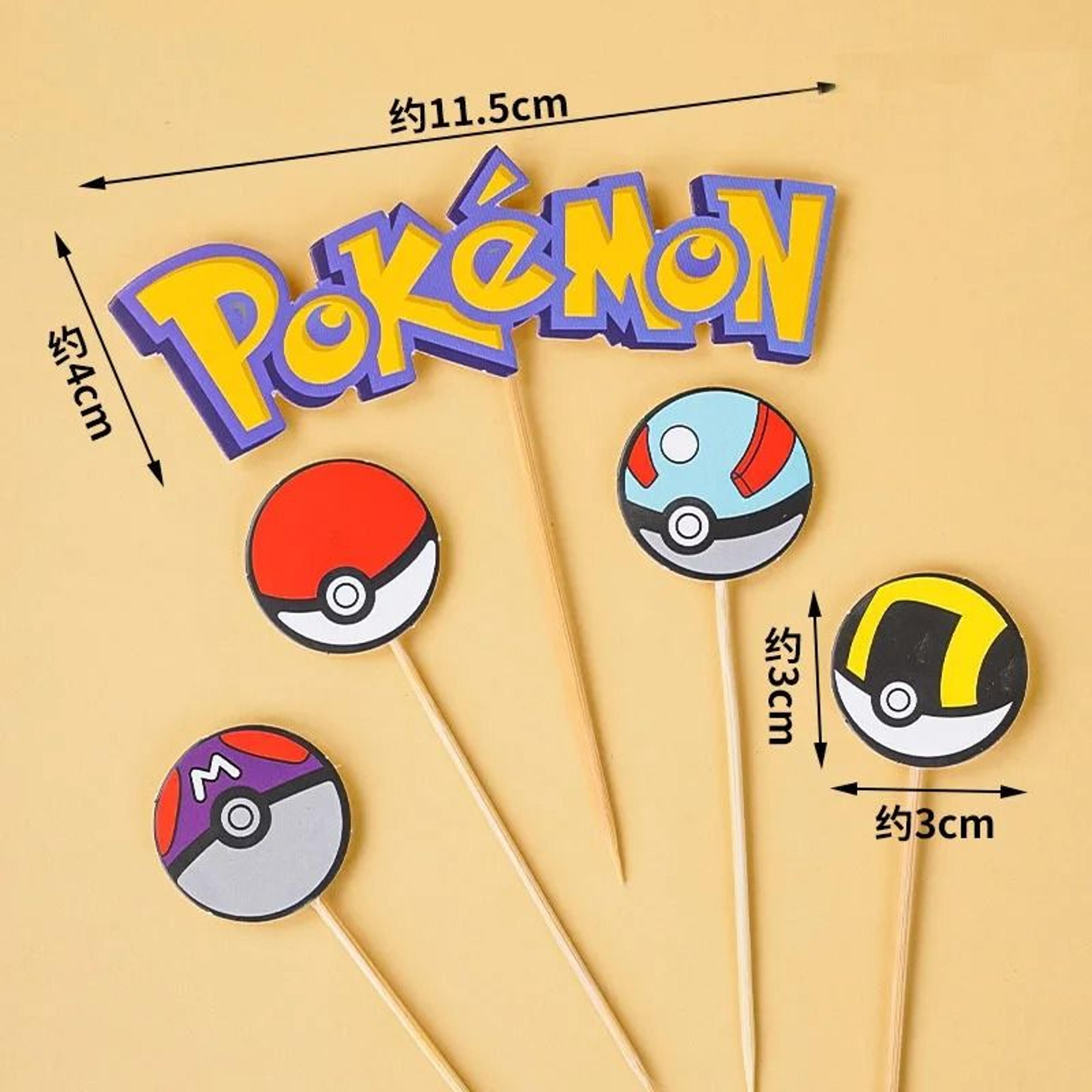 Pokemon Cake Decoration Set Pikachu Figure  Poke Ball Birthday Party Topper 9