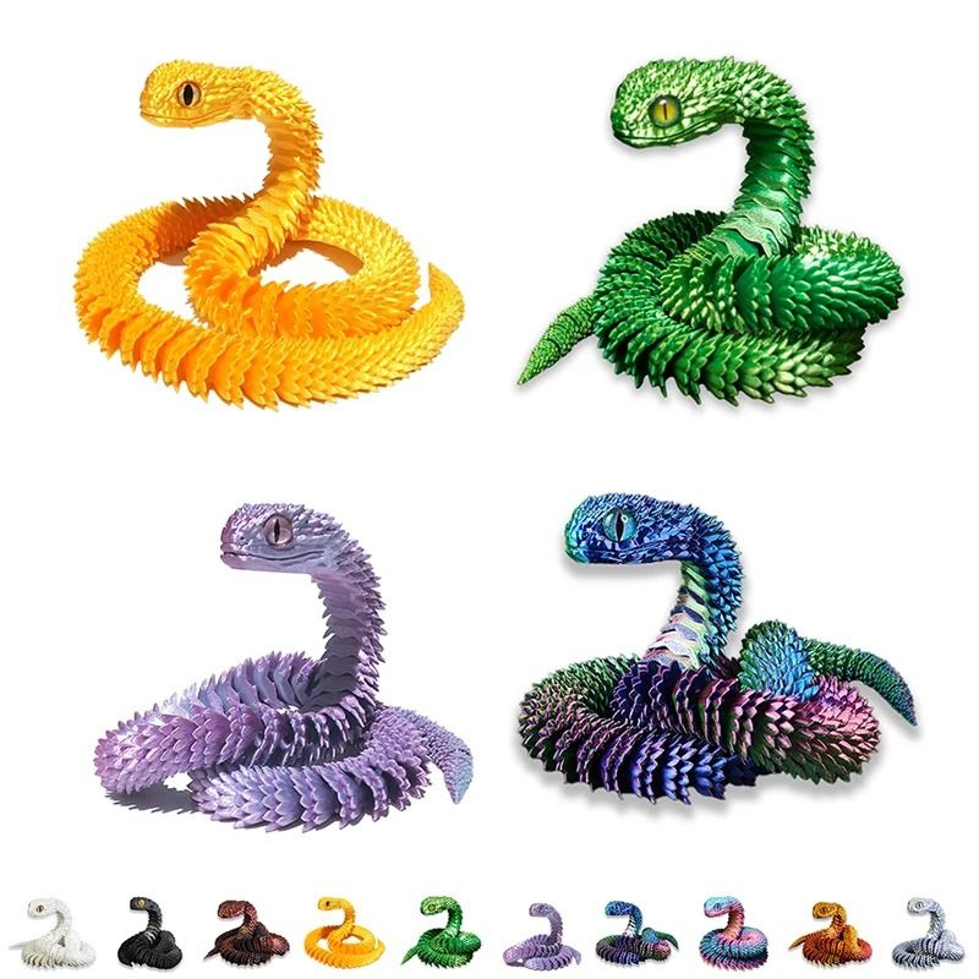 3d printed articulated snake figurine movable joint desktop ornament gift