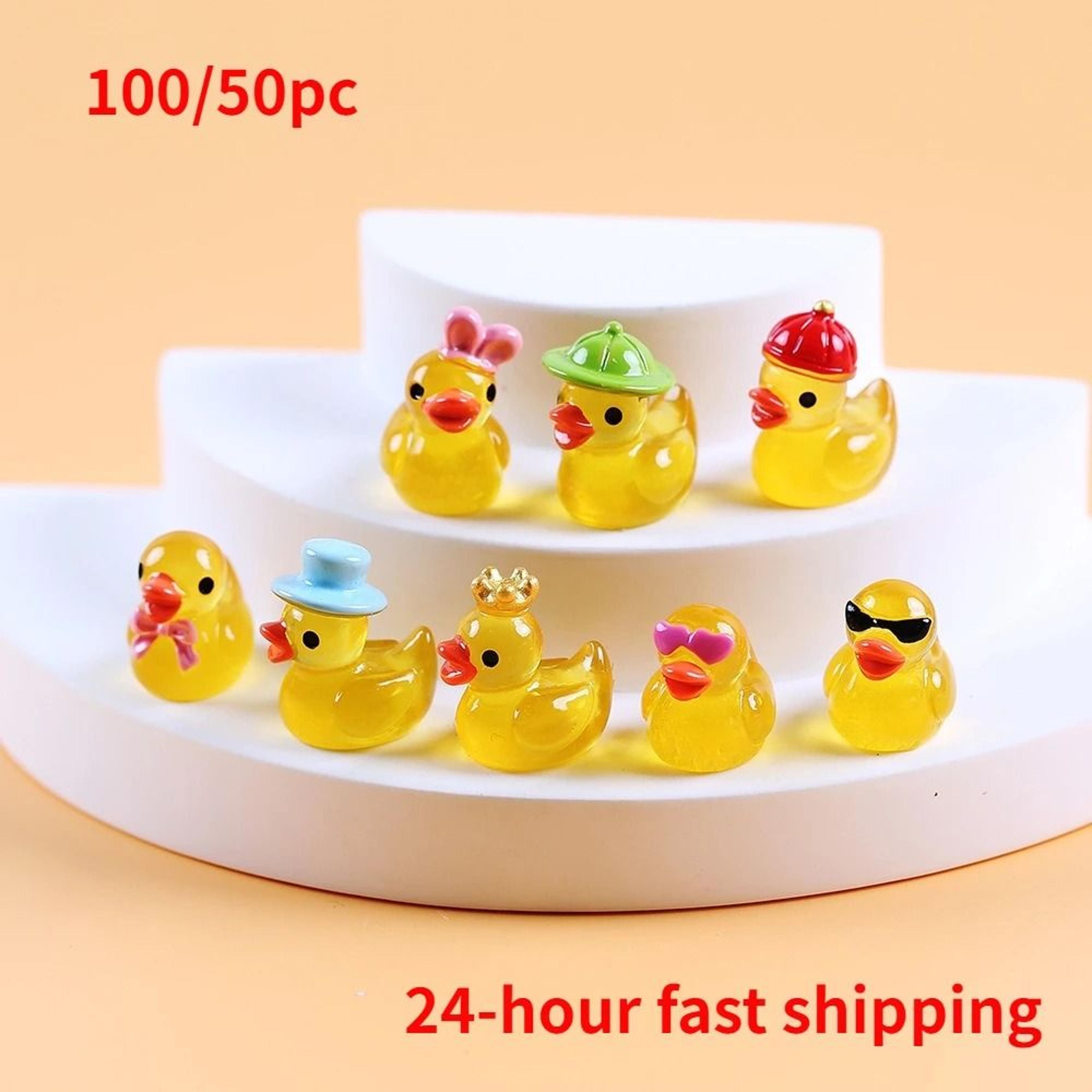 100/50pcs mini yellow luminous duck miniature figures for fairy gardens