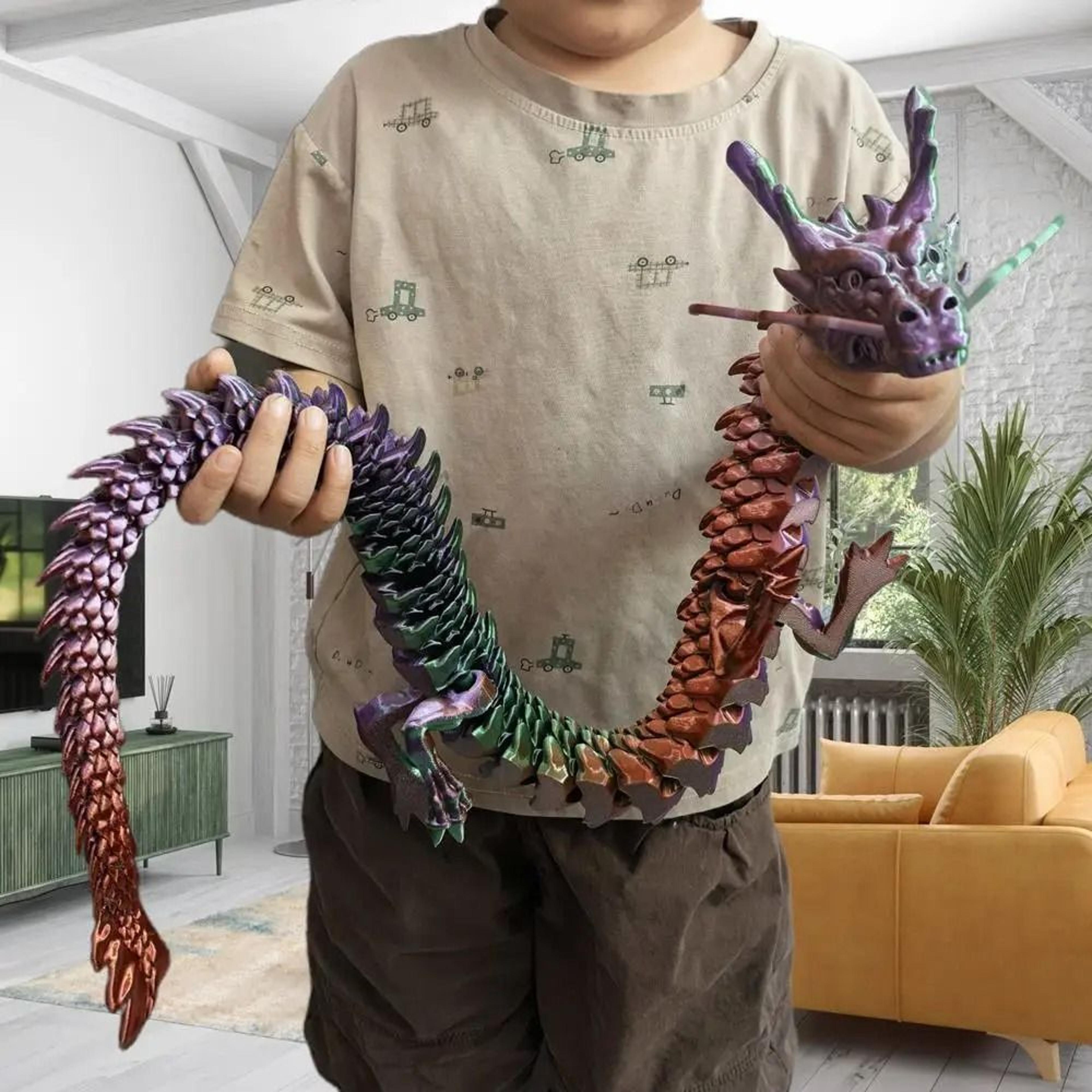3d printed articulated divine dragon figurine flexible toy & aquarium decoration