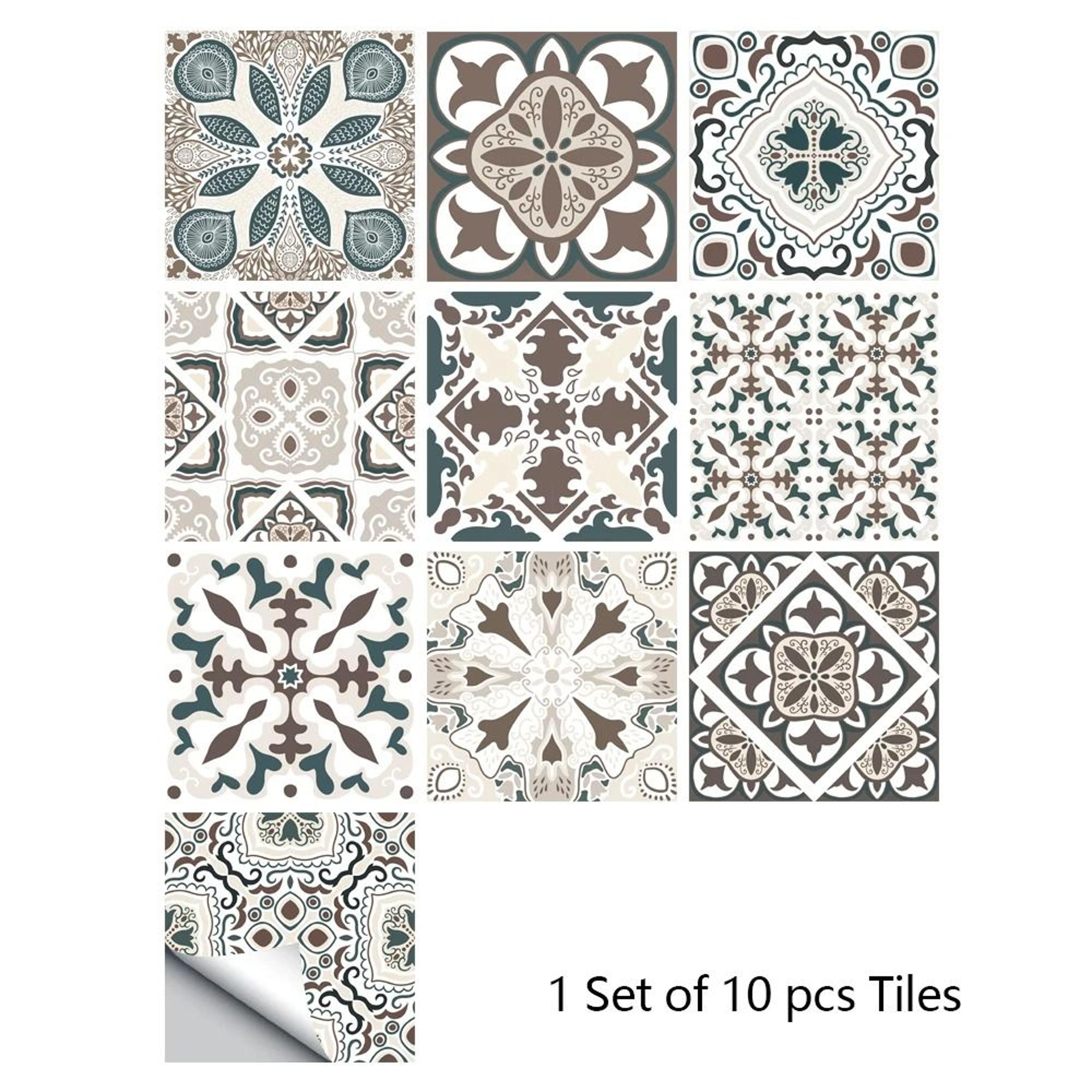 10Pcs Blue  Gray Matte Surface Tile Stickers Peel  Stick Floor  Wall Decals 2