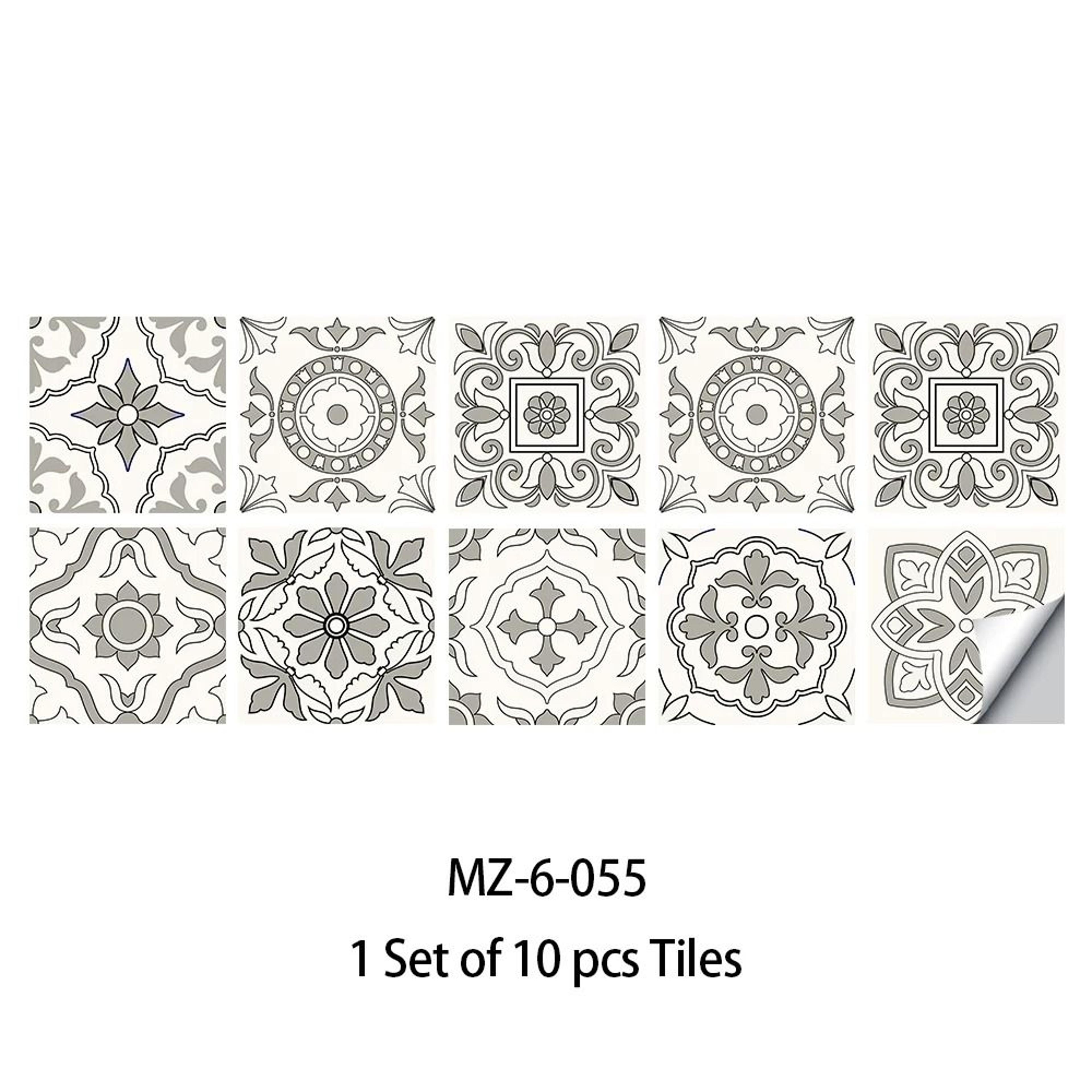 10Pcs Blue  Gray Matte Surface Tile Stickers Peel  Stick Floor  Wall Decals 3