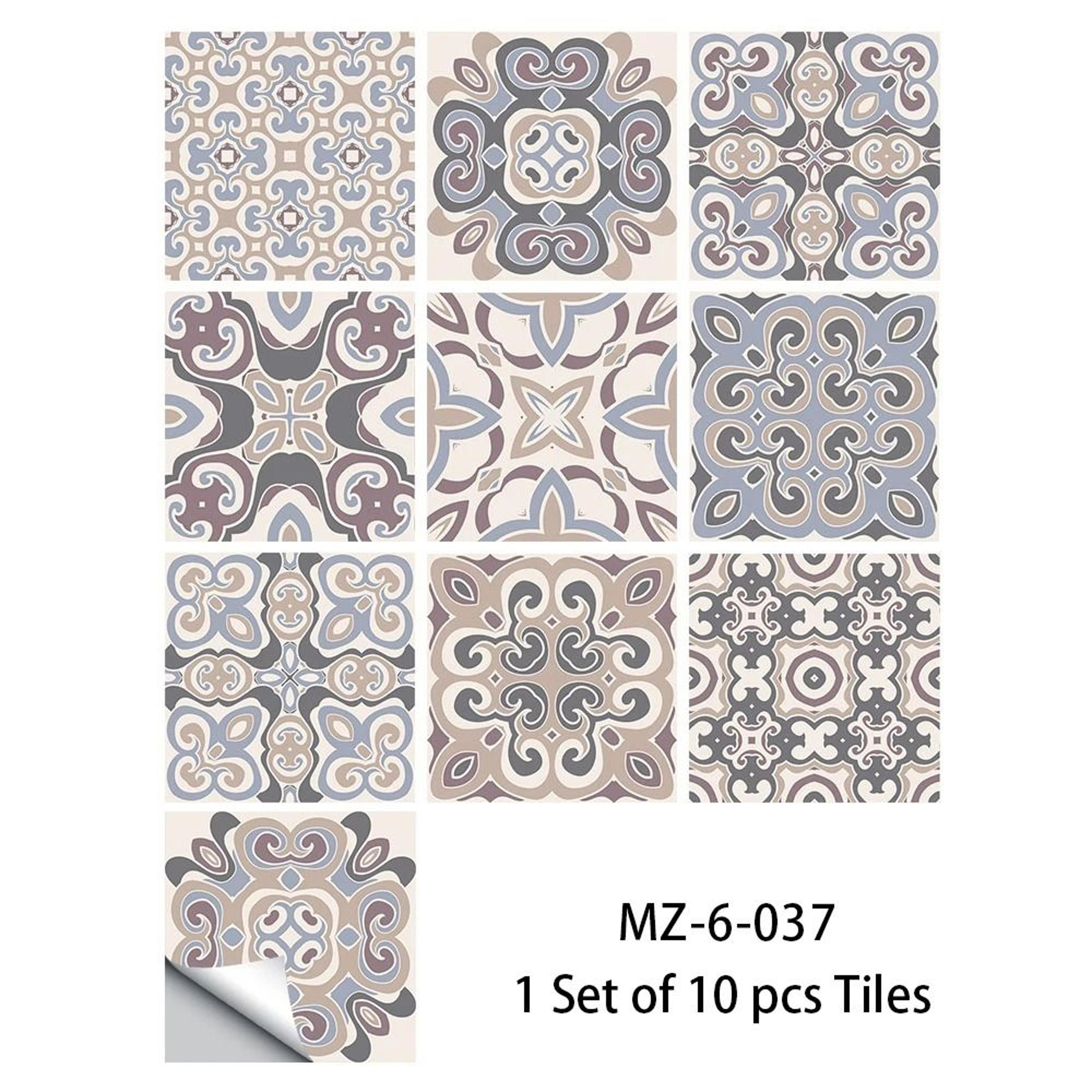 10Pcs Blue  Gray Matte Surface Tile Stickers Peel  Stick Floor  Wall Decals 9
