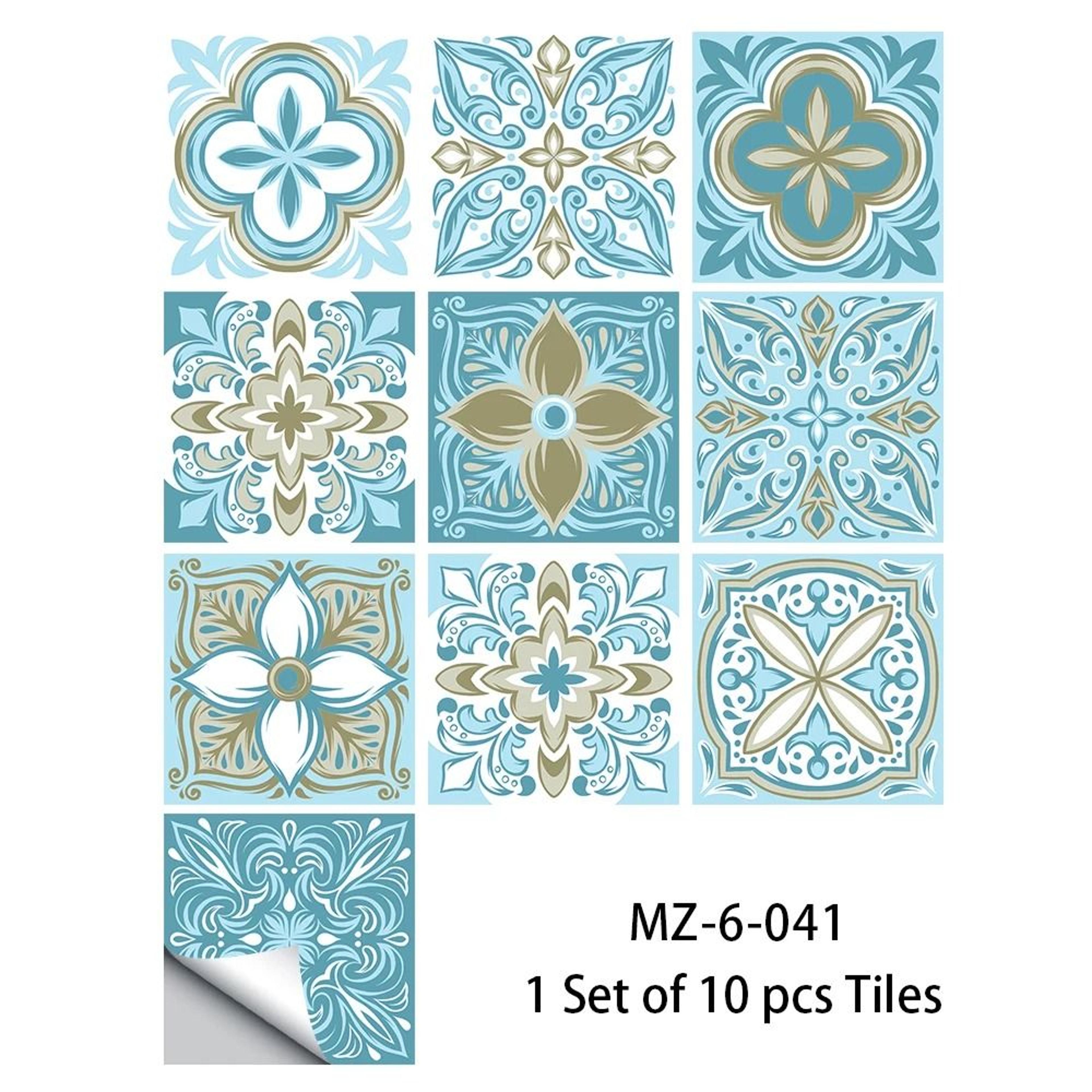 10Pcs Blue  Gray Matte Surface Tile Stickers Peel  Stick Floor  Wall Decals 13