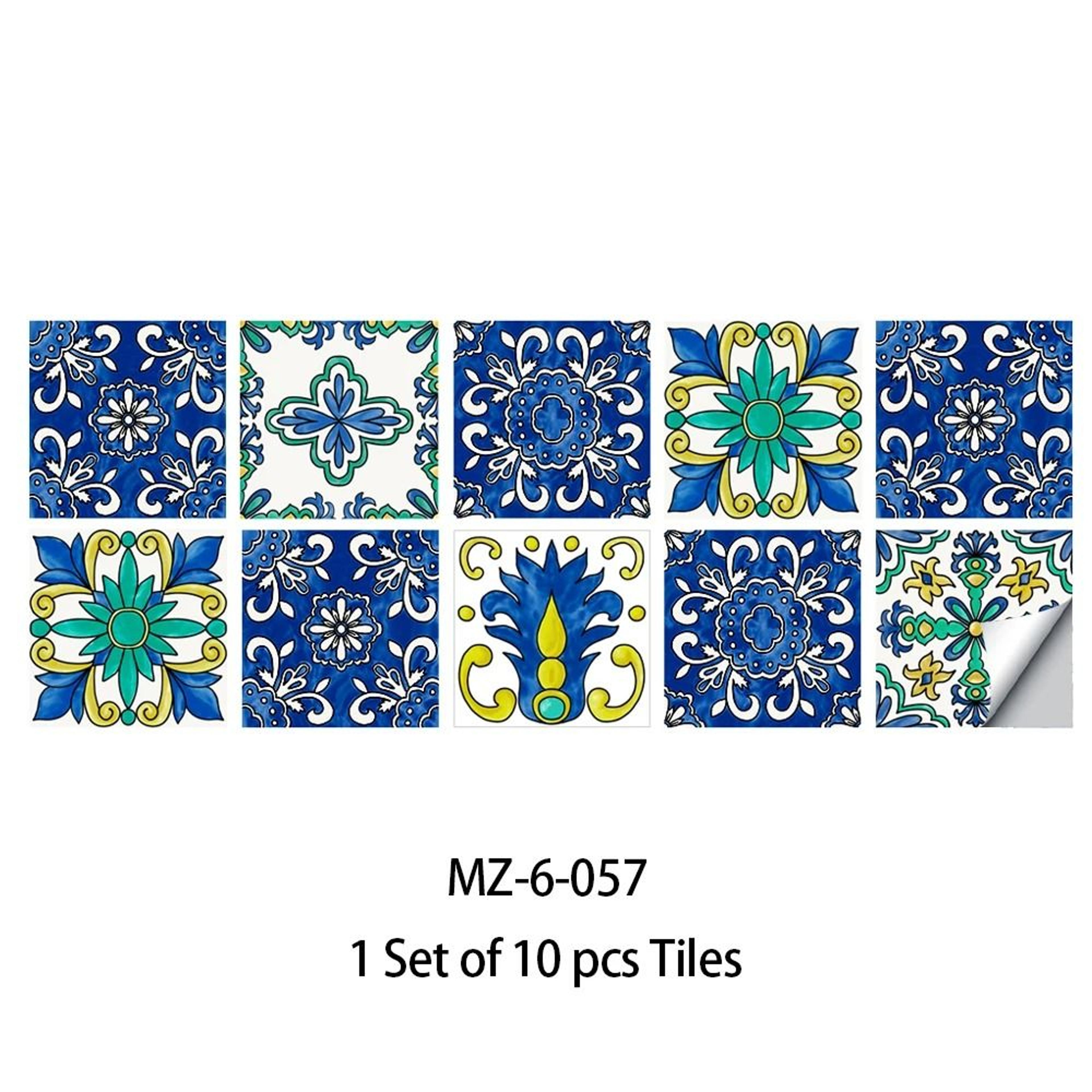 10Pcs Blue  Gray Matte Surface Tile Stickers Peel  Stick Floor  Wall Decals 28