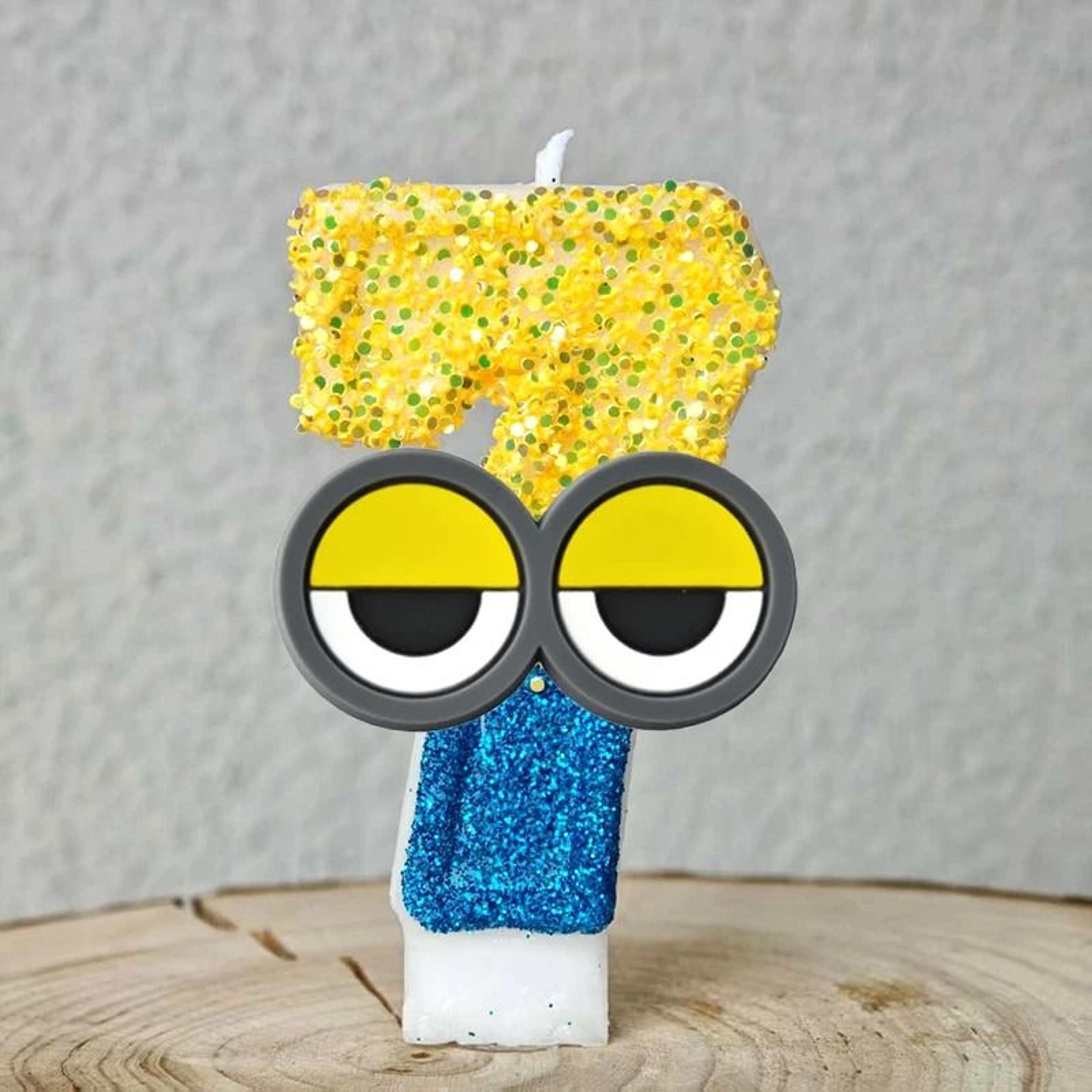 Cute Yellow Banana Man Number 09 Candle Cartoon Anime Kids Birthday Cake Topper 17
