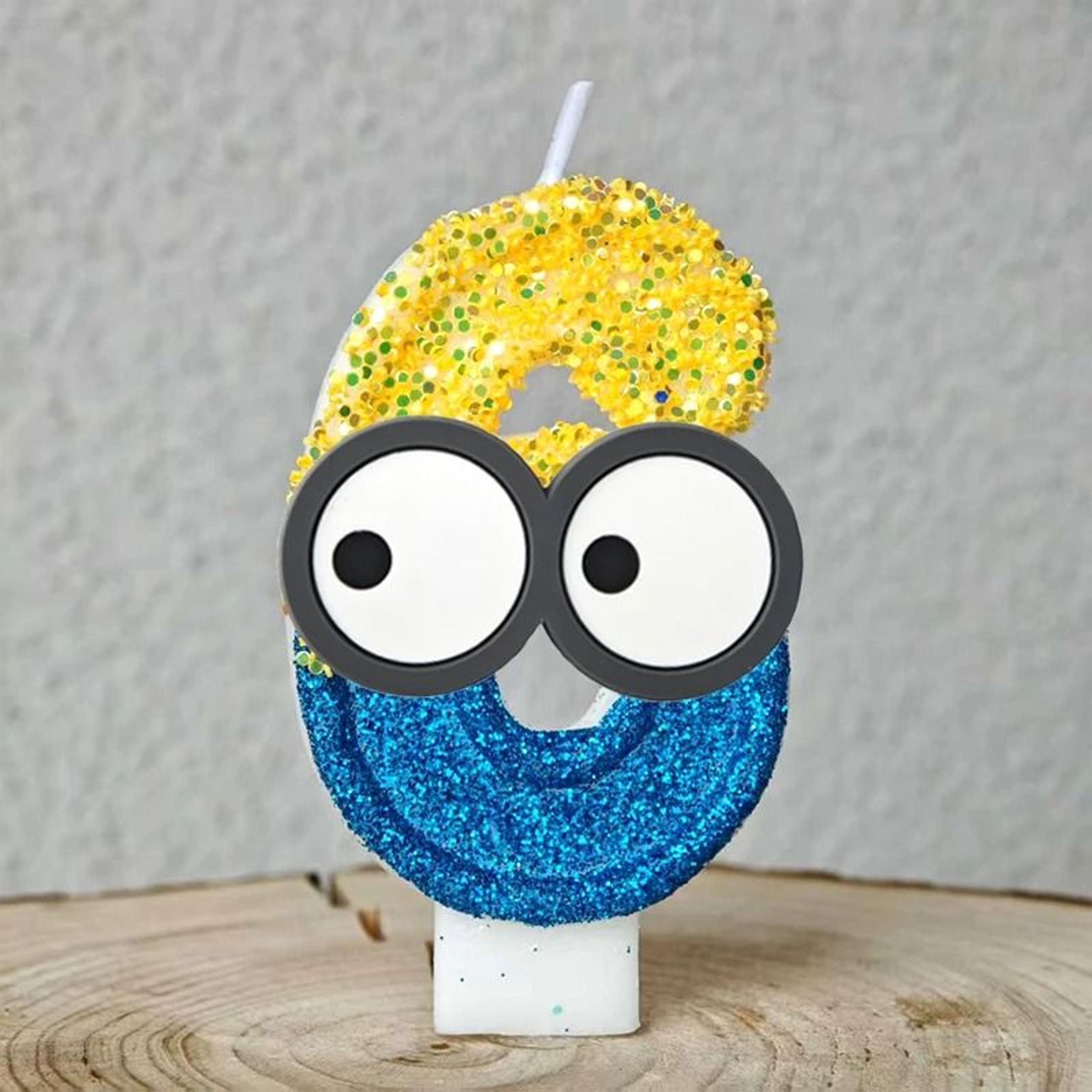 Cute Yellow Banana Man Number 09 Candle Cartoon Anime Kids Birthday Cake Topper 26