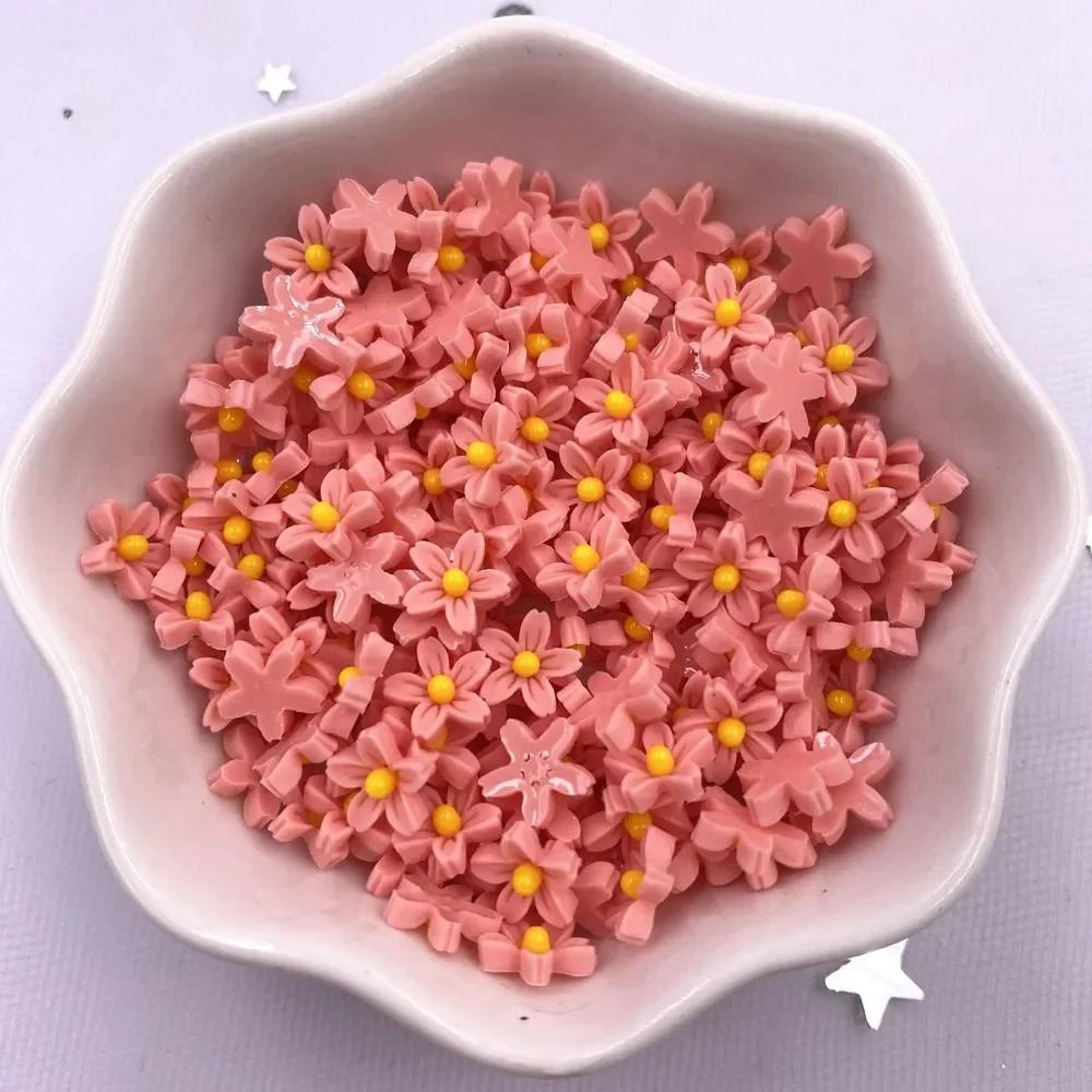 100Pcs 8mm Resin 3D Mini Flower Gems Flatback Cabochons For Nail Art  DIY Crafts 11