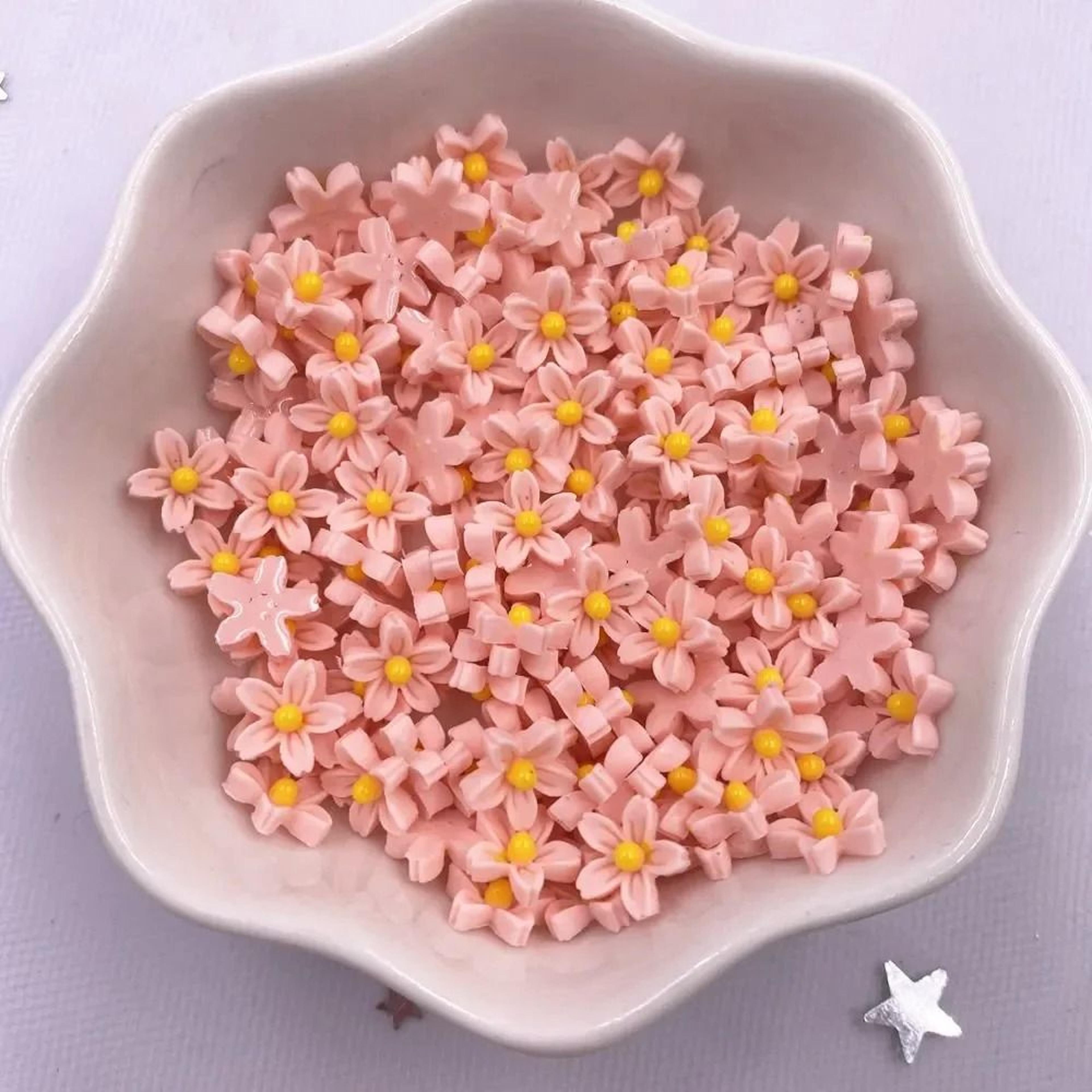 100Pcs 8mm Resin 3D Mini Flower Gems Flatback Cabochons For Nail Art  DIY Crafts 13