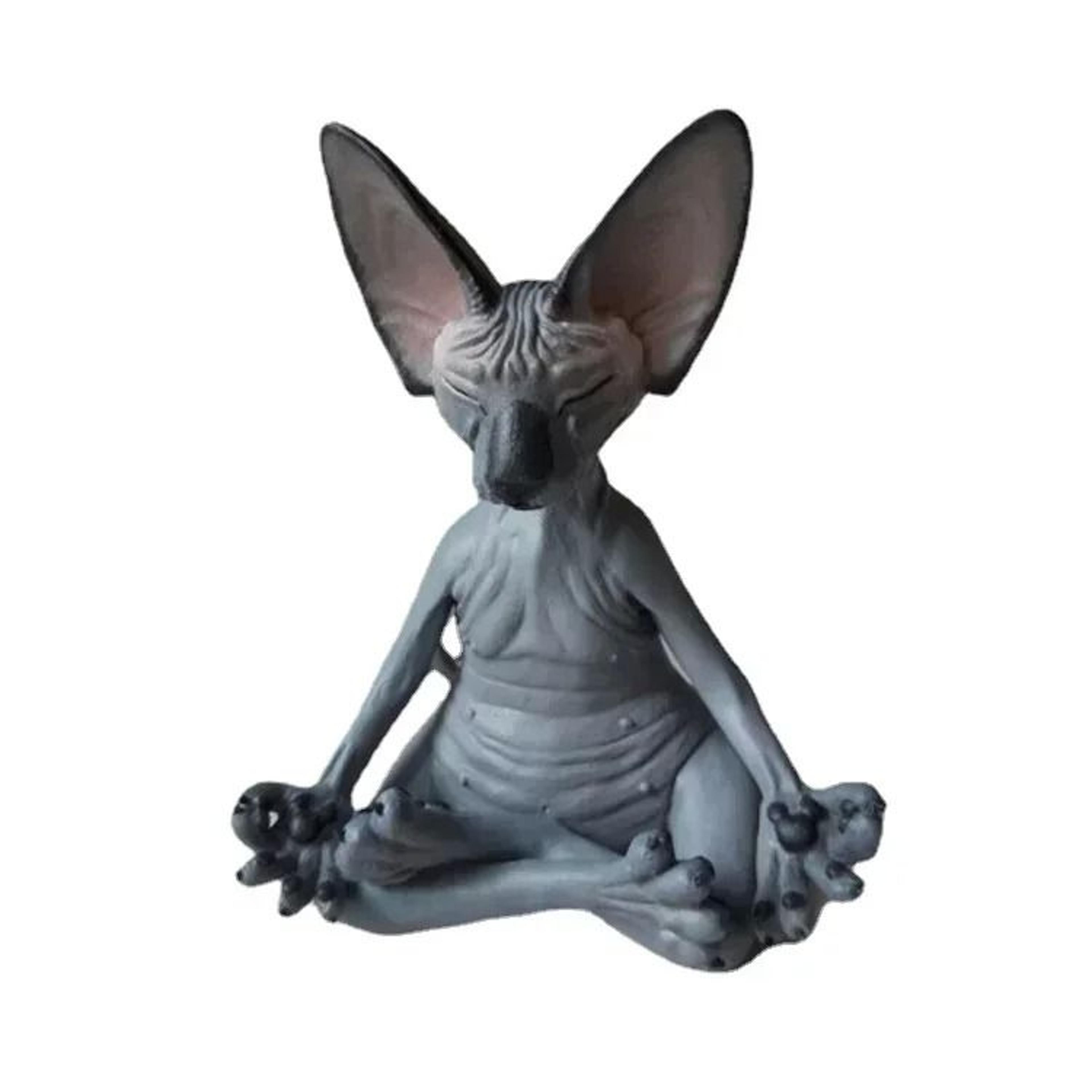 Meditation Yoga Happy Cat Whimsical Buddha Sphynx Figurine Garden Statue  Home Decor 6
