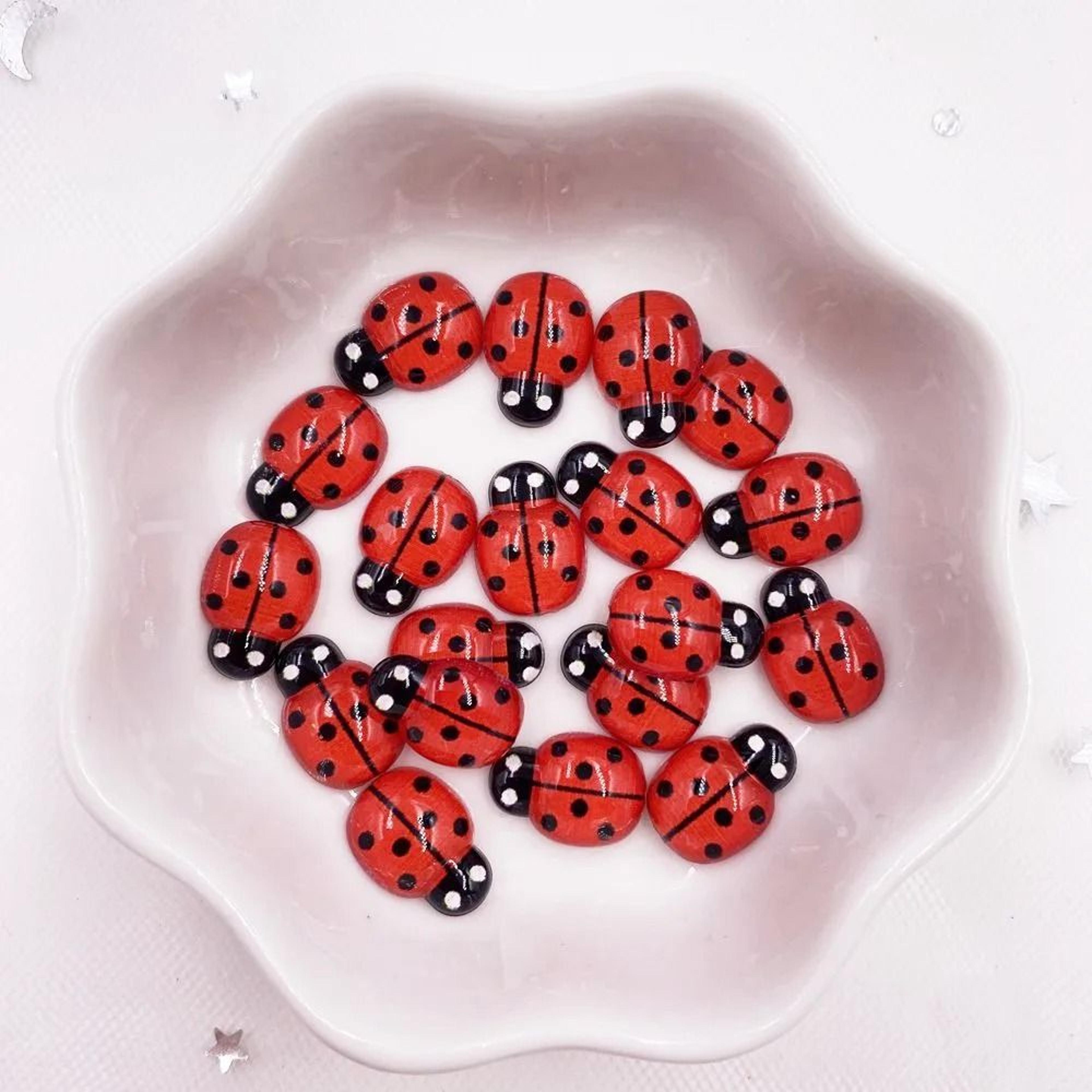 60Pcs 9mmx13mm Mini Red Beetle Ladybug Resin Flatback Cabochons For DIY Crafts  Scrapbooking 3