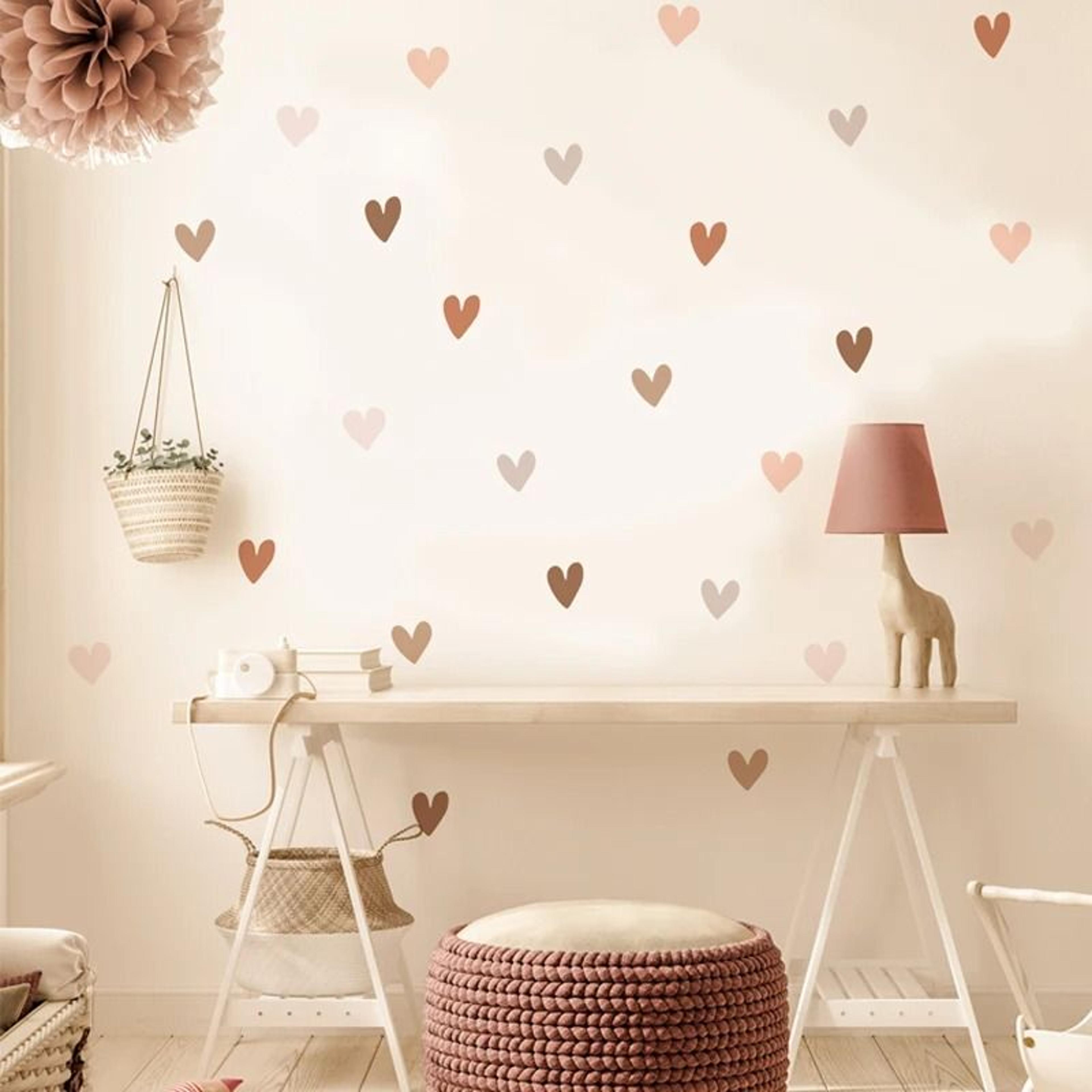 boho hearts wall sticker decals 6 sheets set vinyl nursery mural decor for kids room
