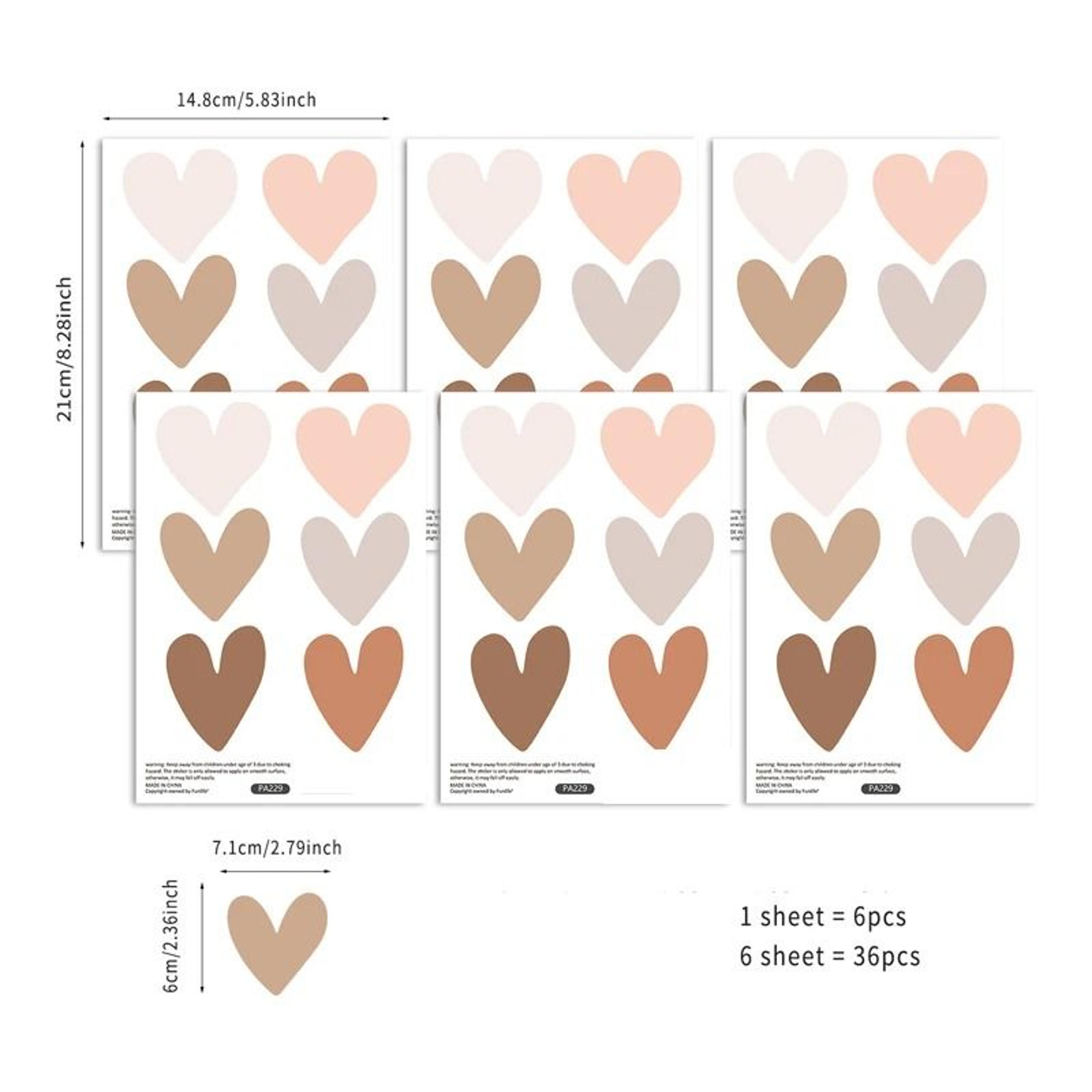 Boho Hearts Wall Sticker Decals 6 Sheets Set Vinyl Nursery Mural Decor For Kids Room 6