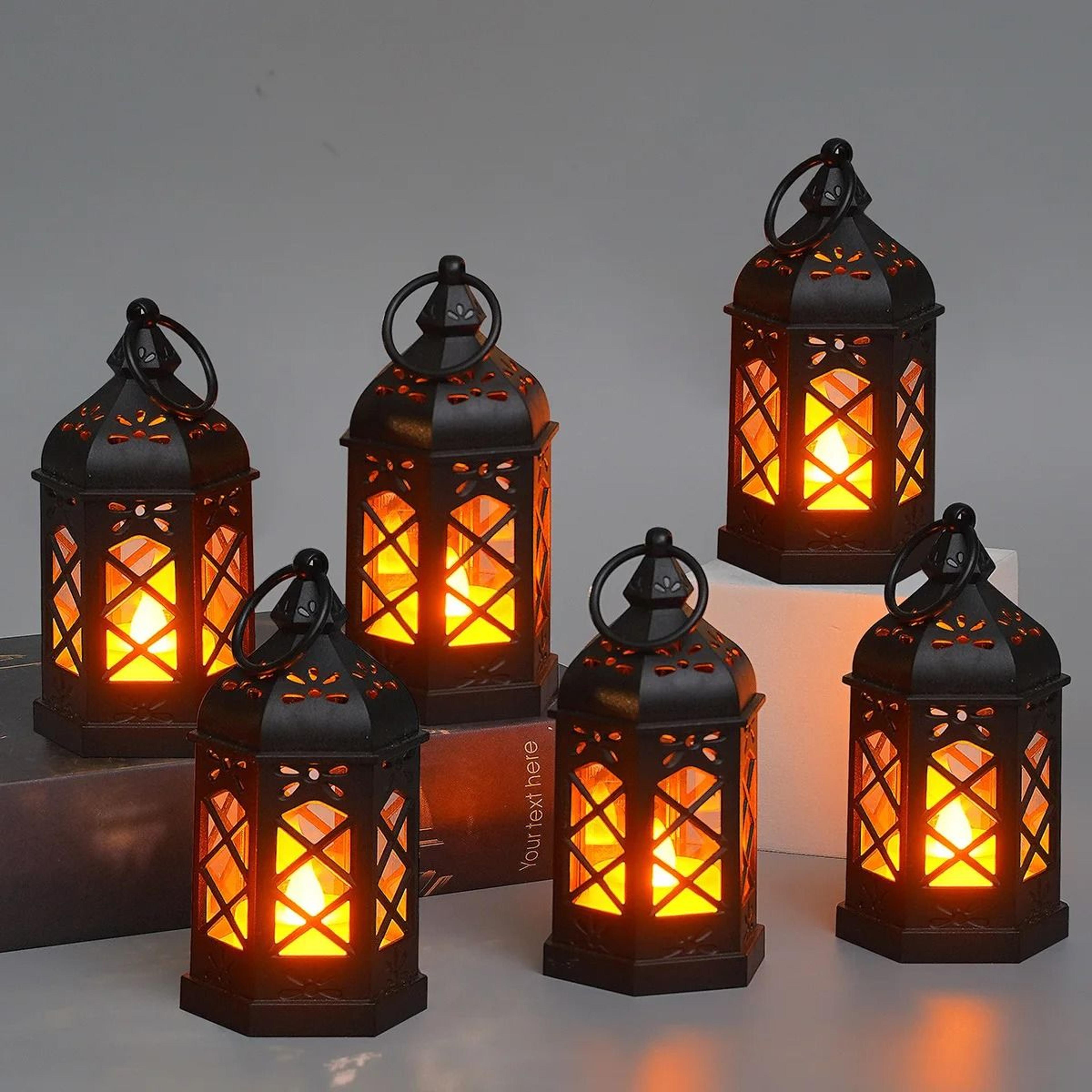 retro desktop led hexagonal wind lantern candle lamp creative atmosphere decor
