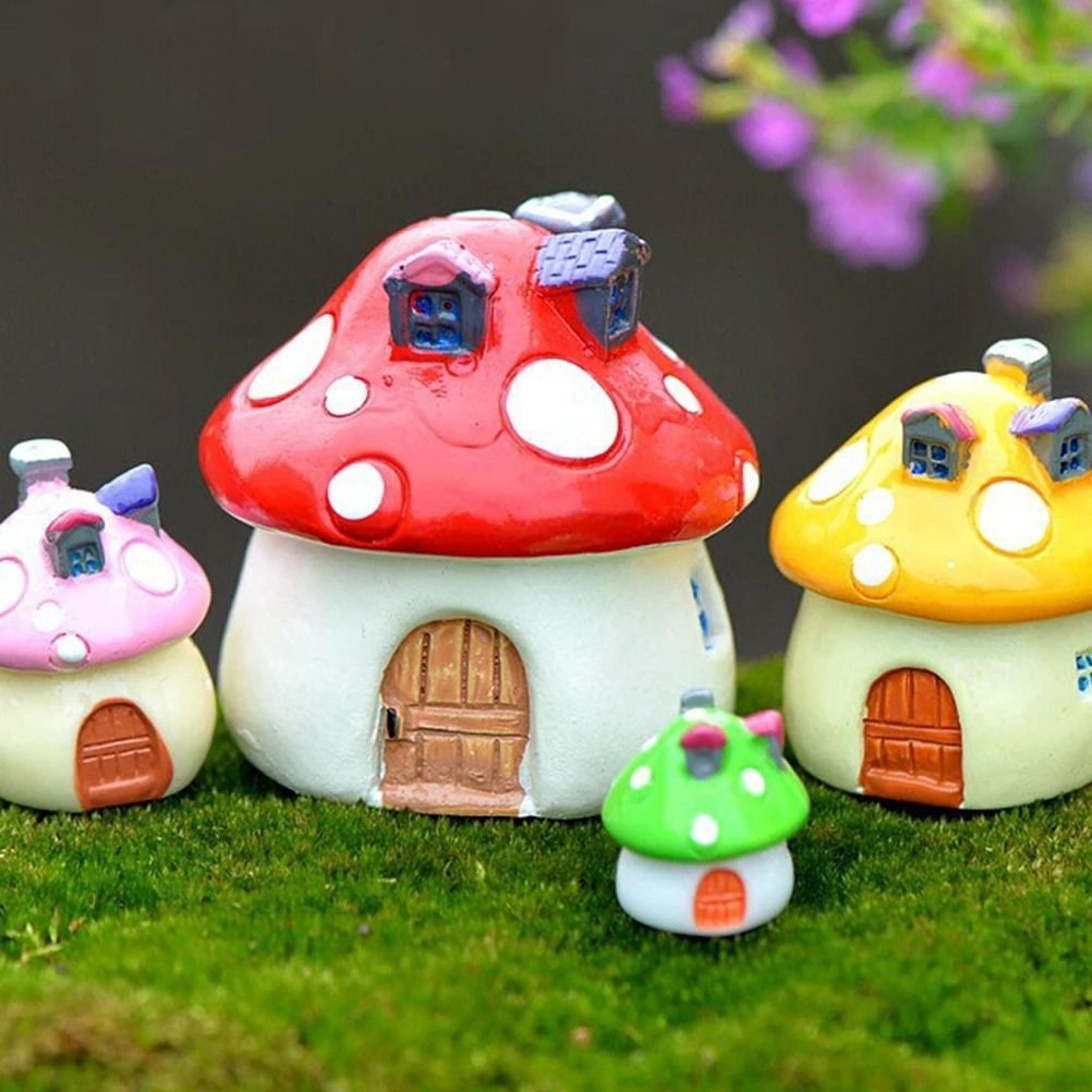 miniature resin mushroom house castle fairy garden & terrarium decor (3 sizes)