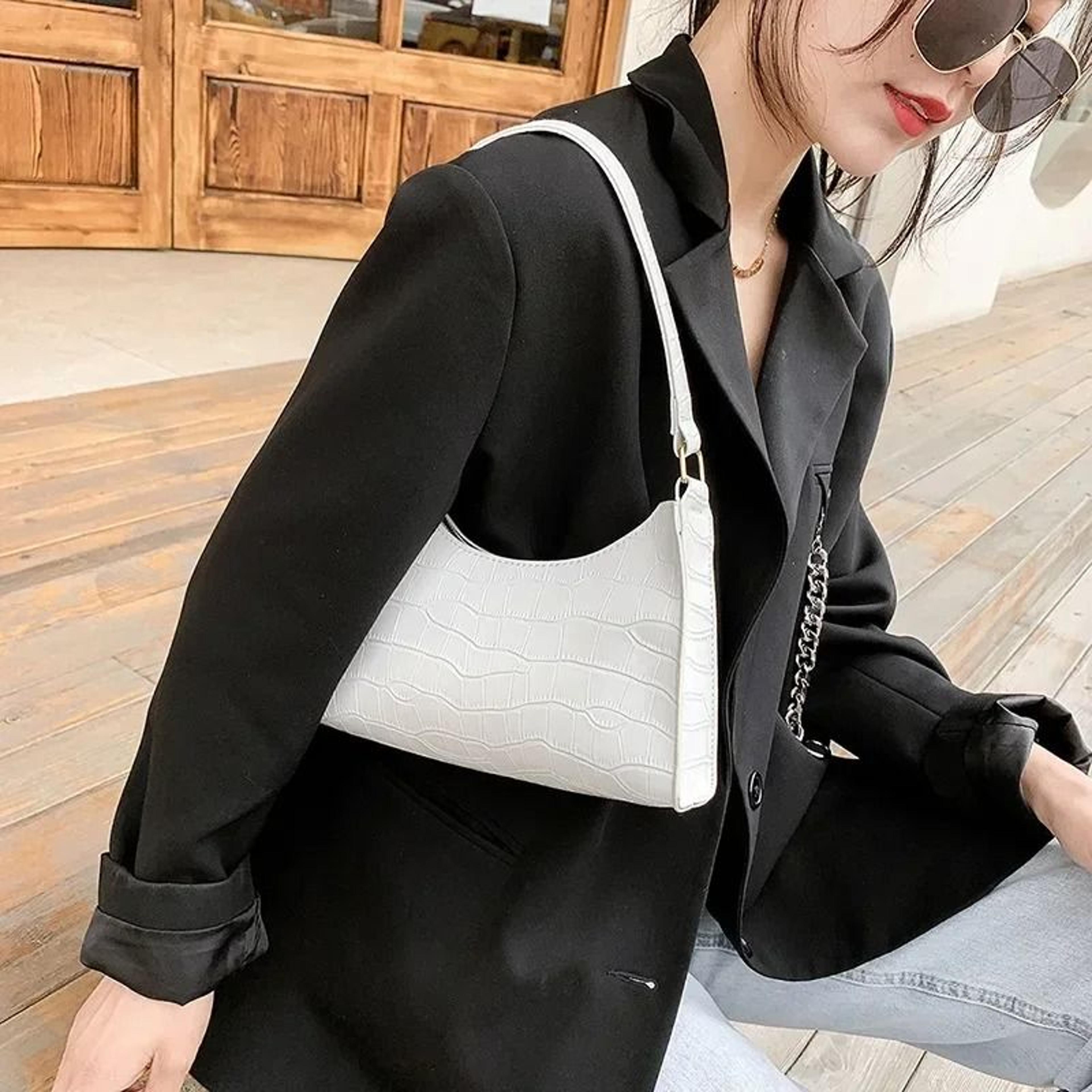 Retro Alligator Pattern PU Leather Small Underarm Shoulder Bag  Clutch Tote 1