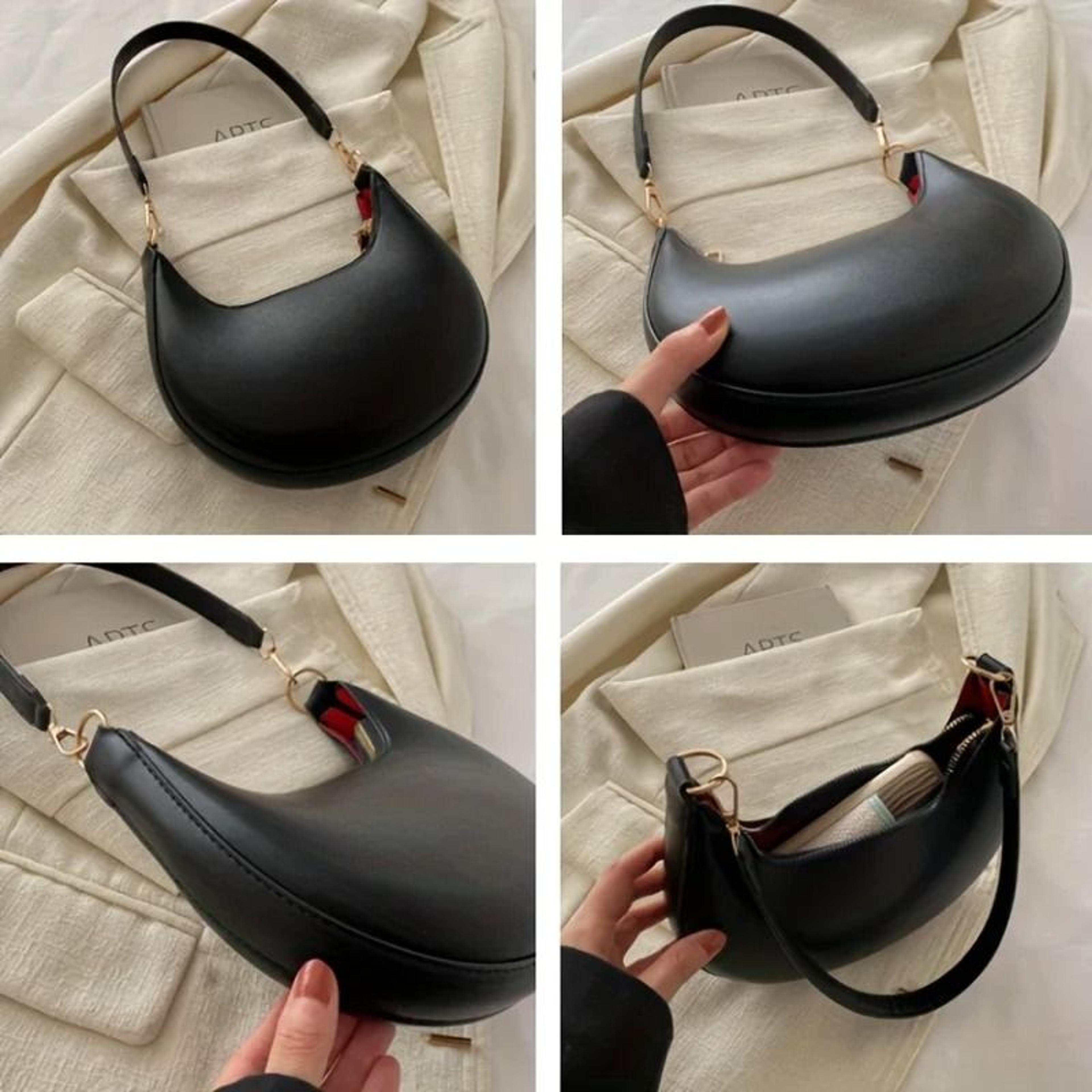 womens moon-shaped baseball leather shoulder bag luxury crescent purse