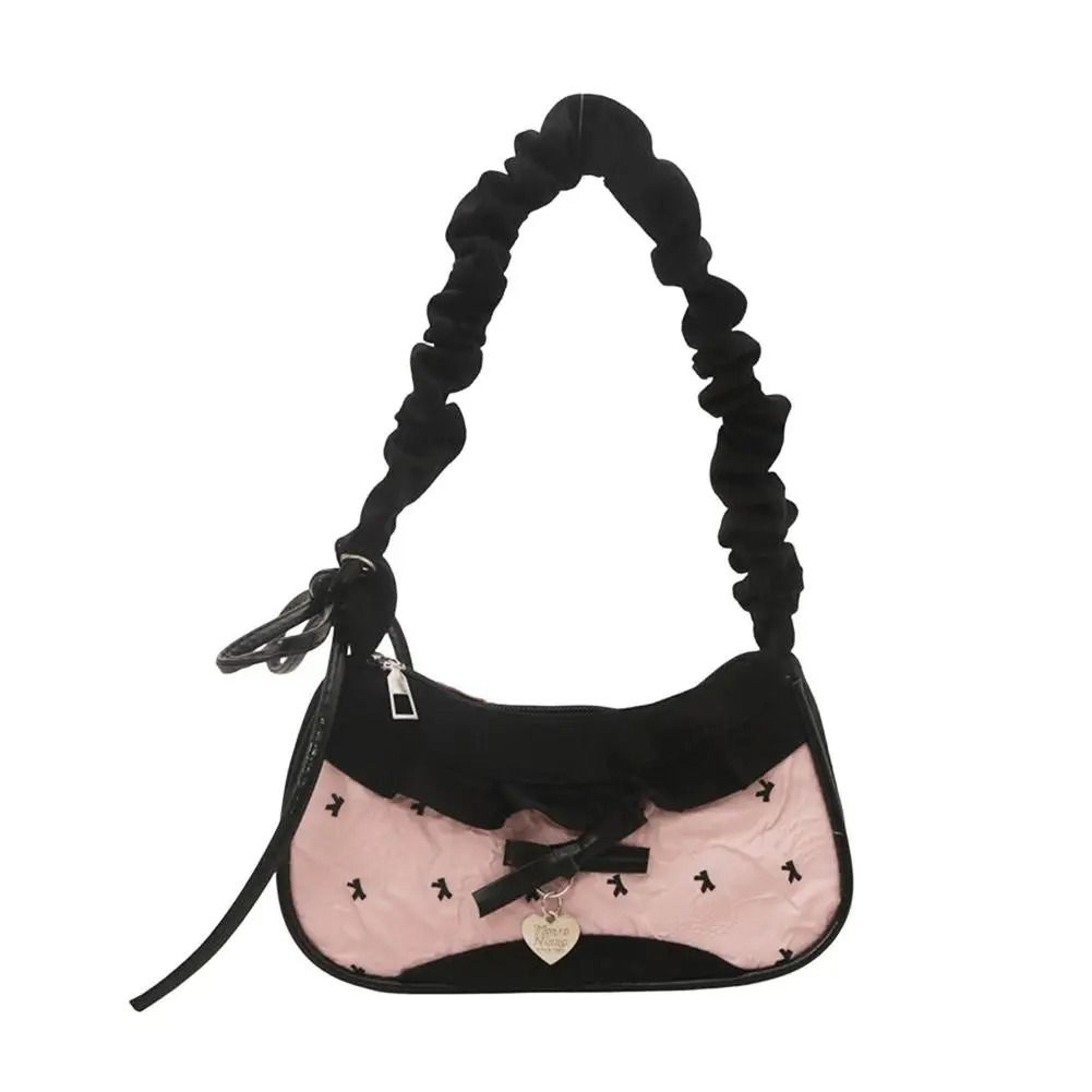 Womens Grid Pattern Lace Ribbon Shoulder Bag Stretchable Strap Underarm Tote 6