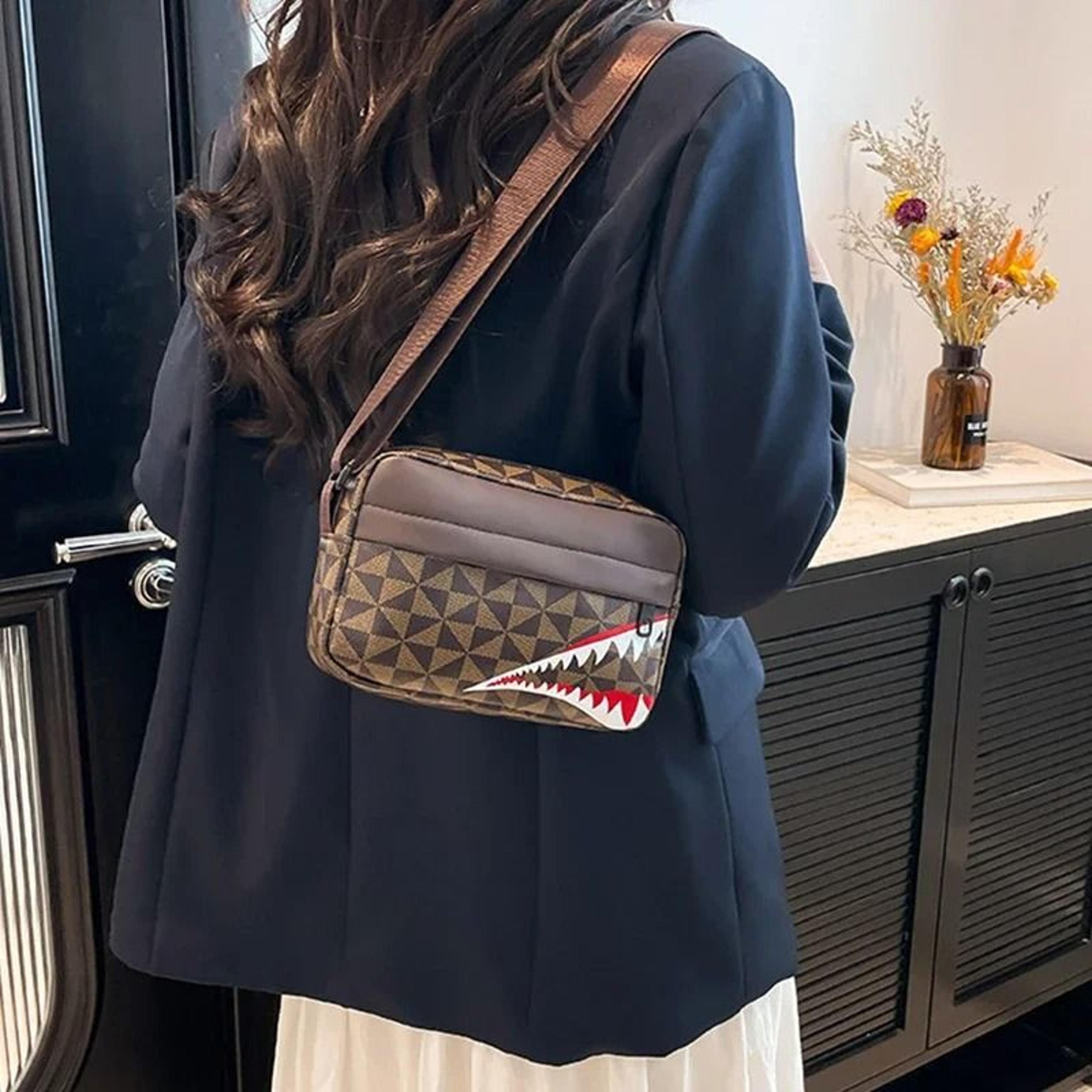 creative shark mouth crossbody bag fun small square purse & coin pouch